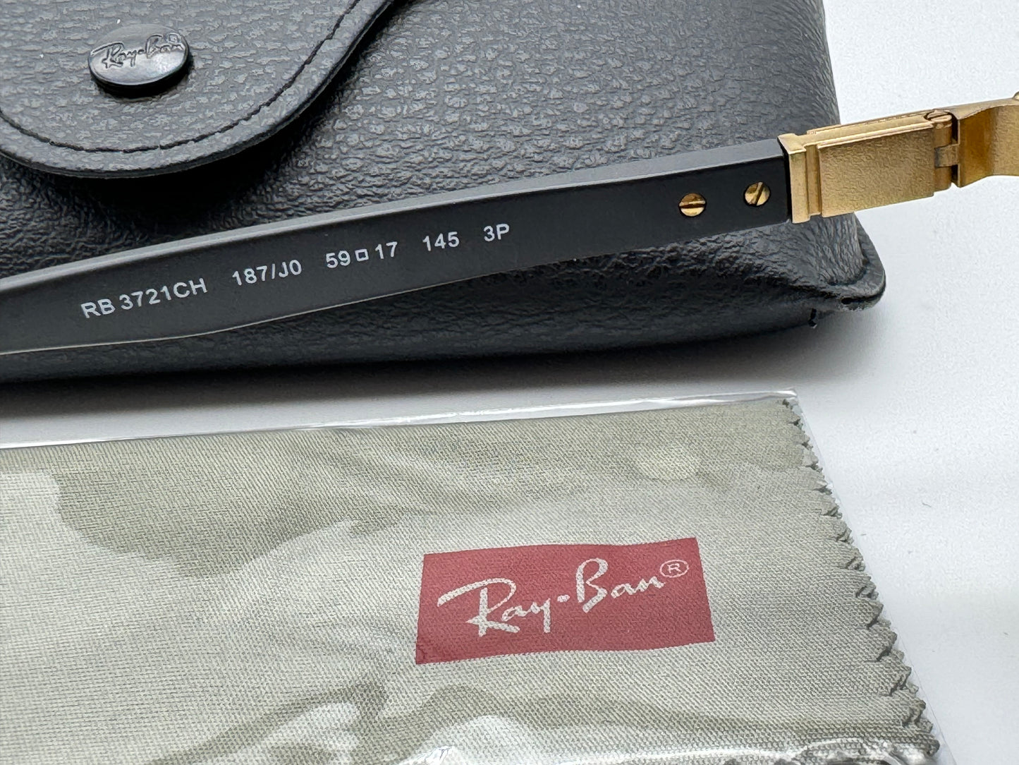 Ray-Ban RB 3721 Chromance 59mm Polished Black On Gold / Blue Gold Mirror 187 / J0 NEW