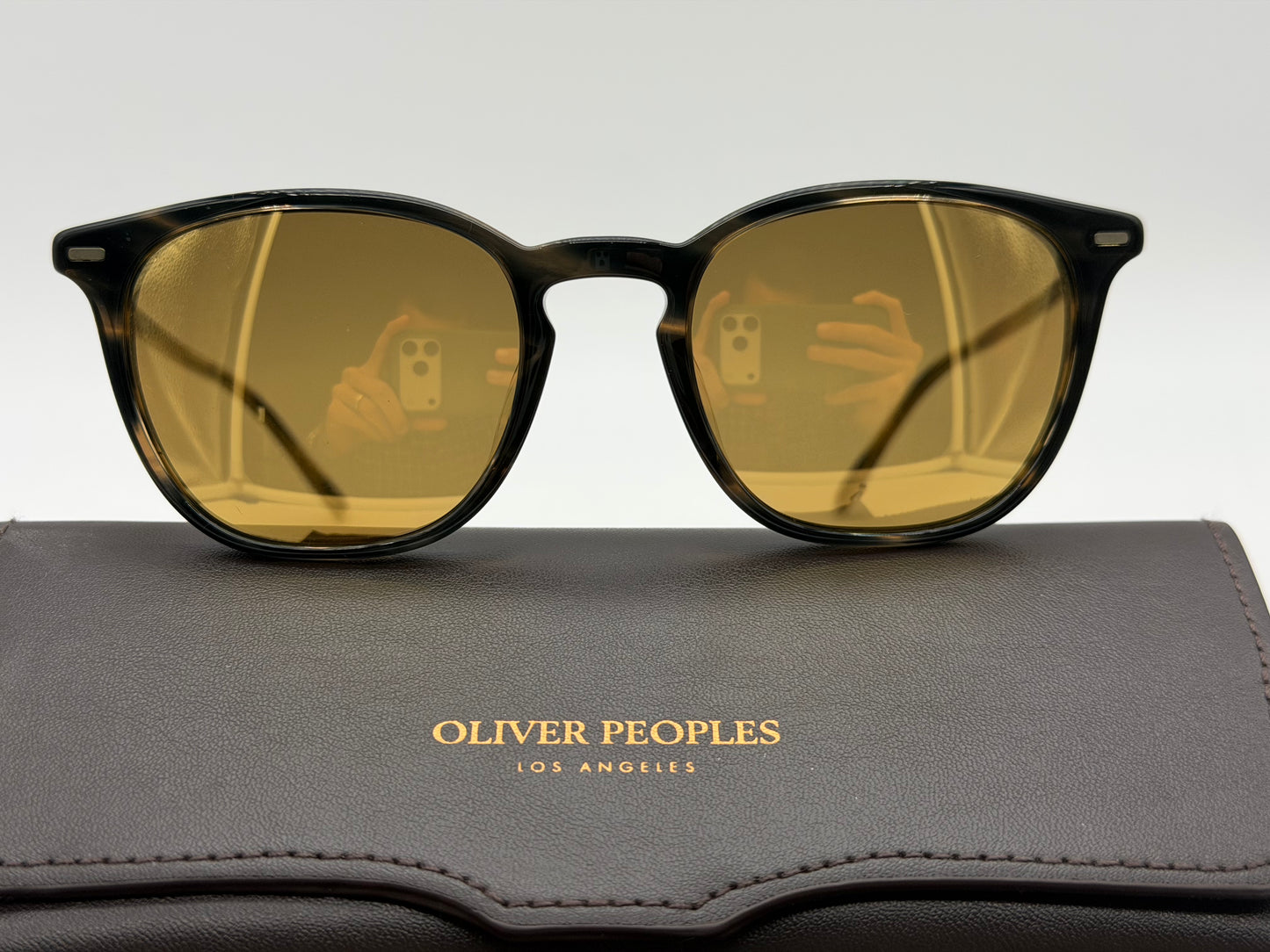 Oliver Peoples Heaton 51mm Blue Cocobolo / Amber Goldtone OV 5364 1611W4 Italy missing box