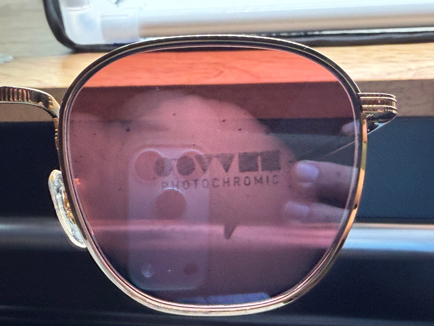 Oliver Peoples Rynn 49mm Gold Titanium / Magenta Photochromic Crystal Japan OV 1329 ST Preowned