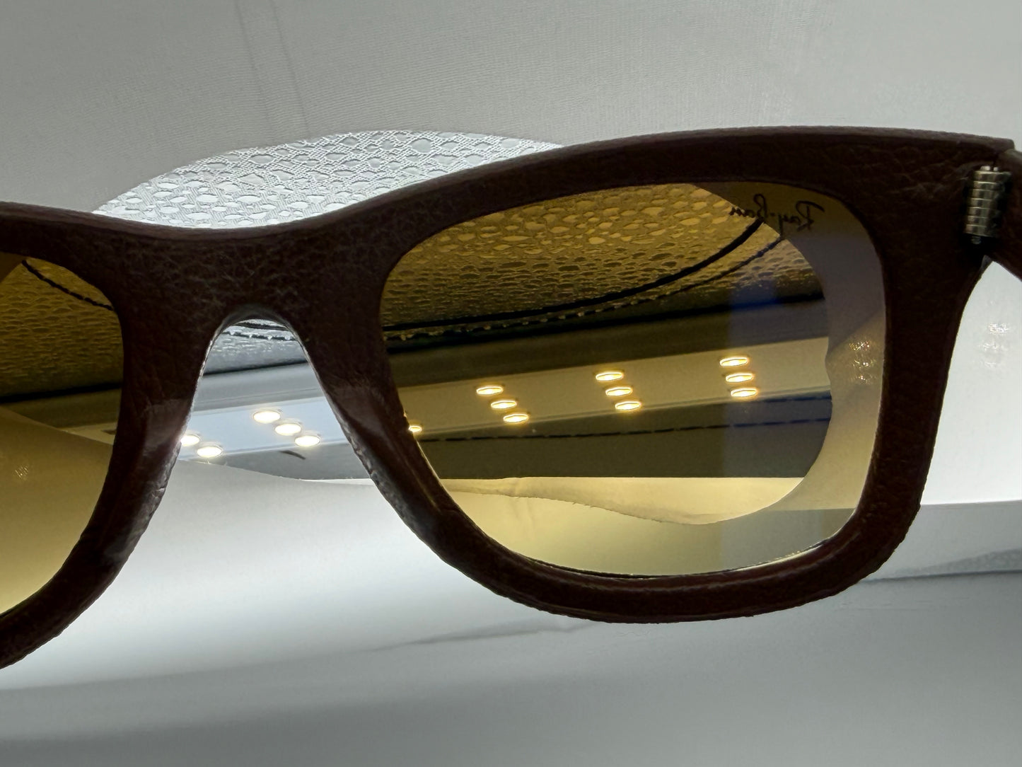 Ray-Ban Wayfarer Leather 50mm Matte Bronze-Copper / Brown Gradient RB 2140 - QM 1169 / 85 Italy Missing Box
