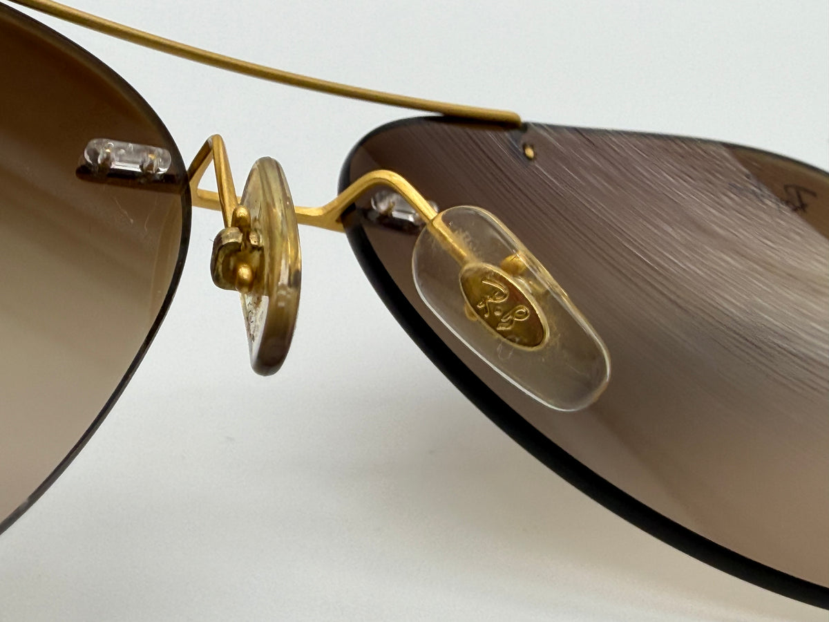 Ray-Ban Aviator LightRay 56mm Titanium RB 8055 157 / 13 Gradient Brown / Gold Itlay Preowned