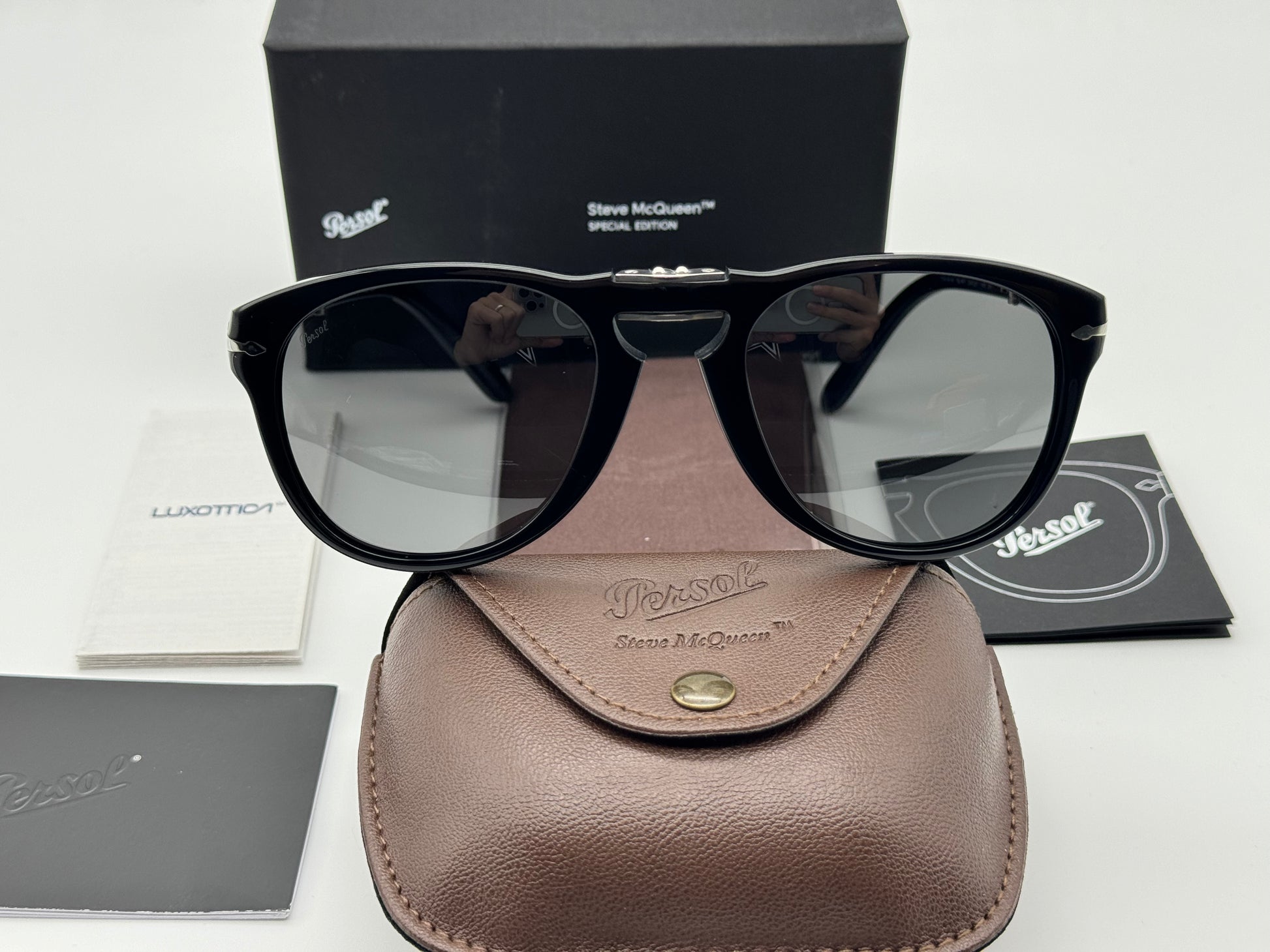 Persol PO 714 SM Steve McQueen 54mm Black Dark Gray 95 B1 Special Ed Shade Review Store