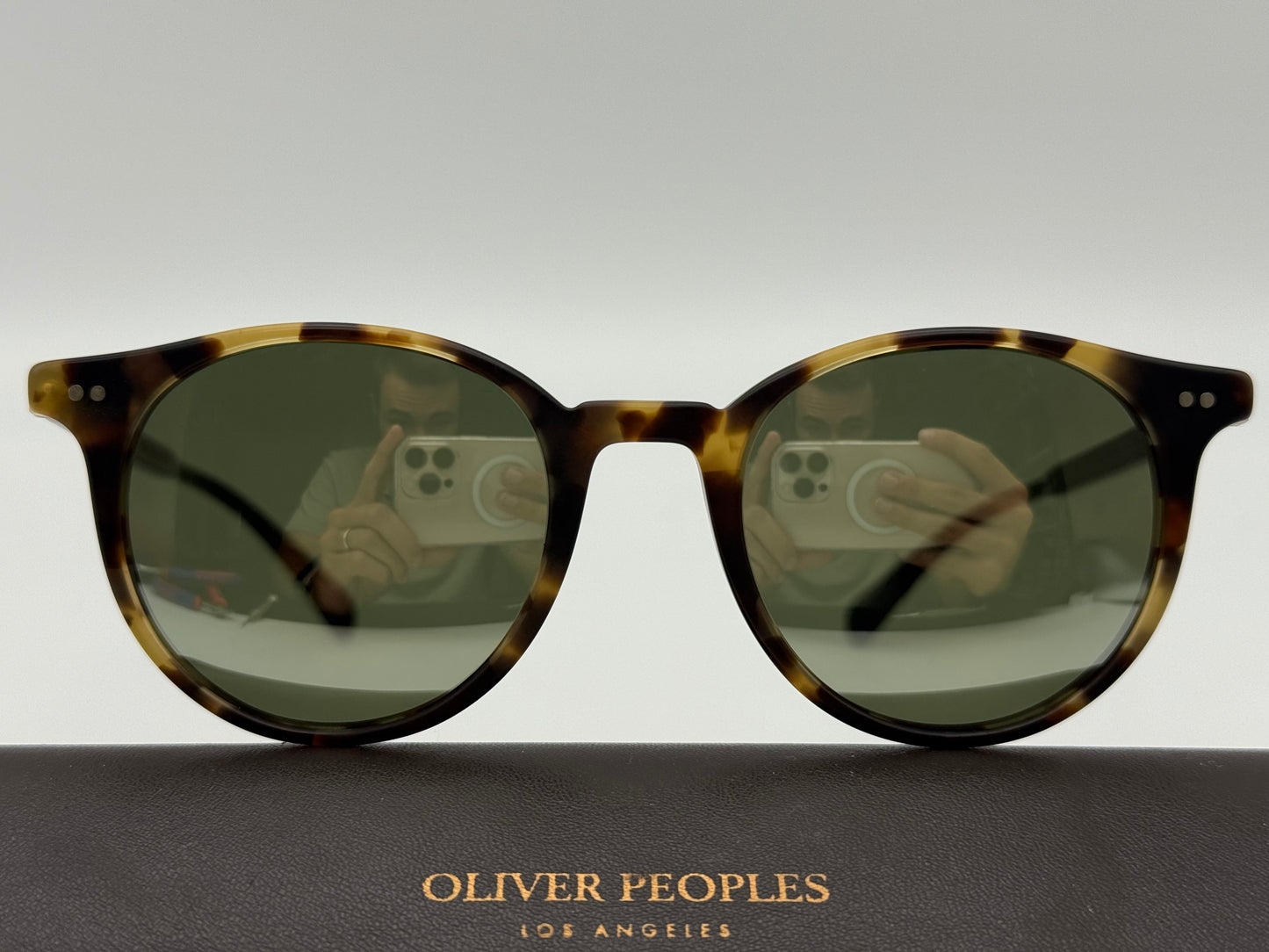 Oliver Peoples DELRAY SUN 48mm OV 5314 SU Semi tortoise semi matte black / Mirror Silver Italy Preowned