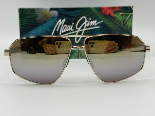 Maui Jim Keawawa 60mm Shiny Gold / Dual Mirror Gold to Silver MJ 0620 Glass Italy NEW