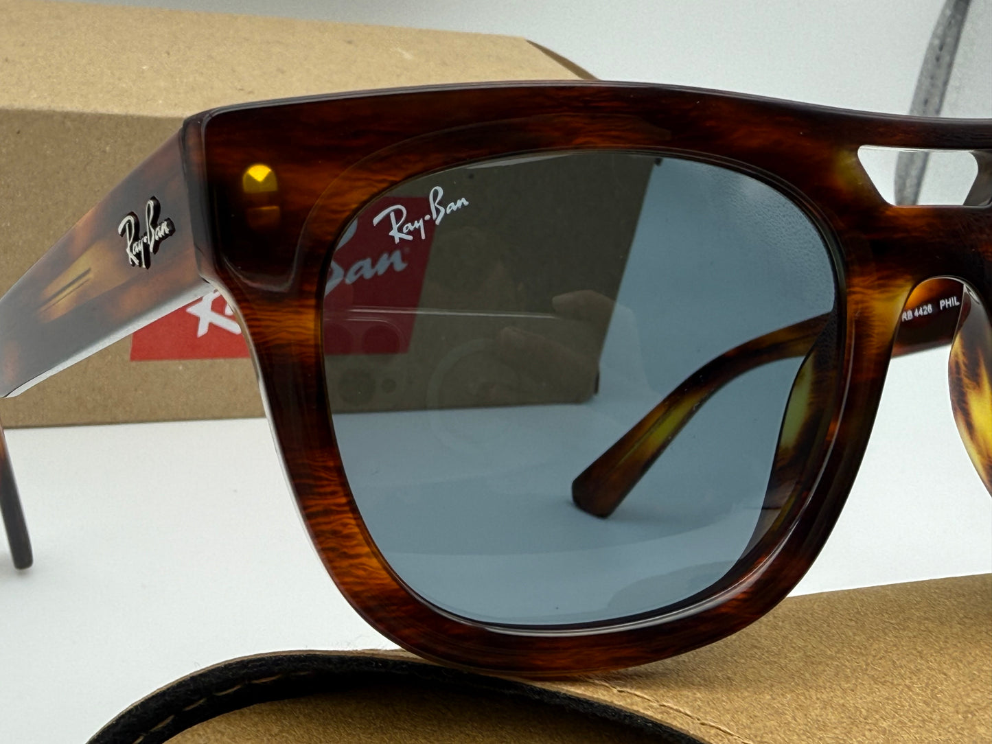 Ray-Ban Phil 54mm Bio Based RB 4426 Stripped Havana Dark Blue 13880 NEW