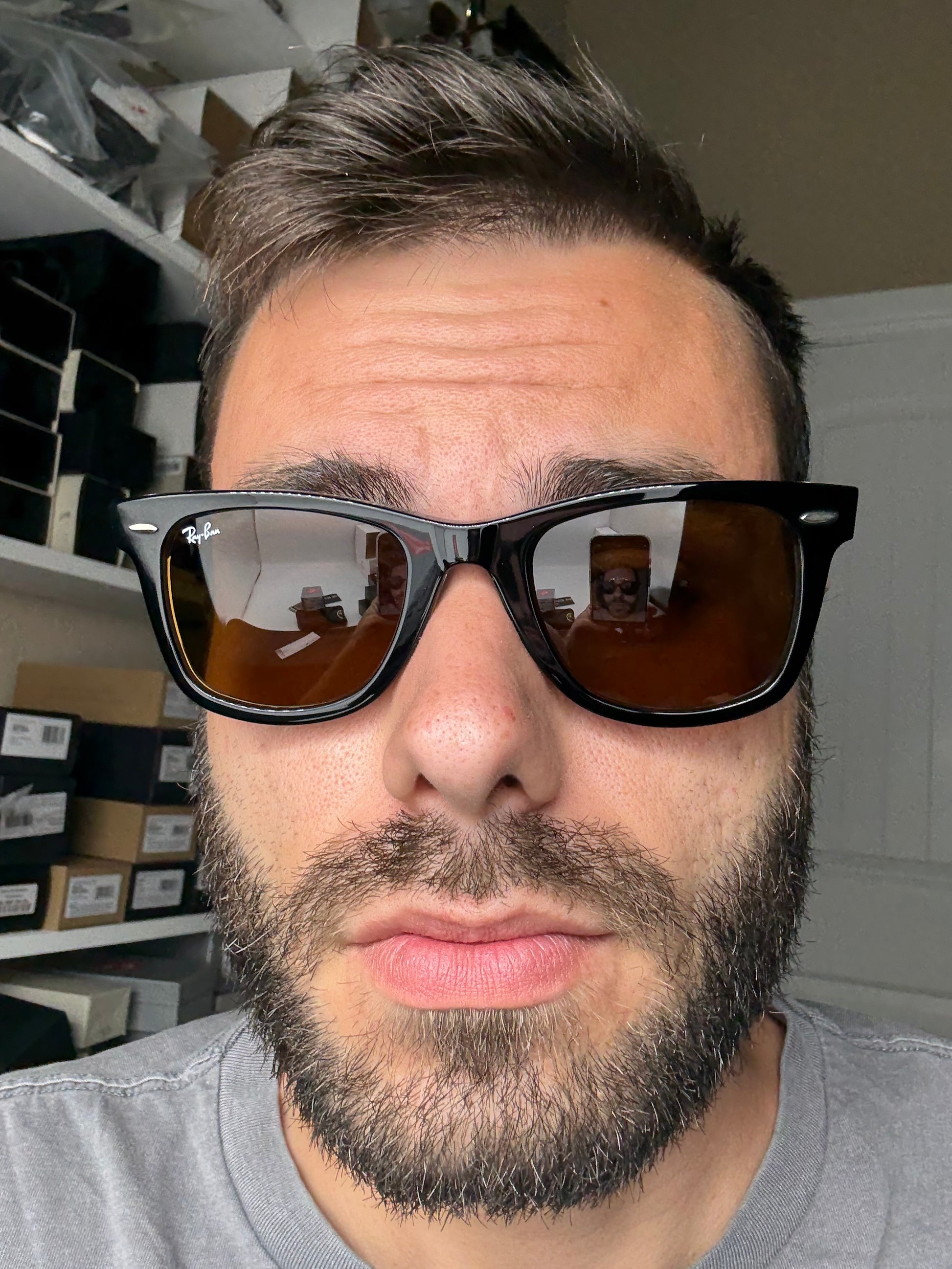 Ray-Ban Original Wayfarer 52mm RB 2140 Black Transparent/ Brown B