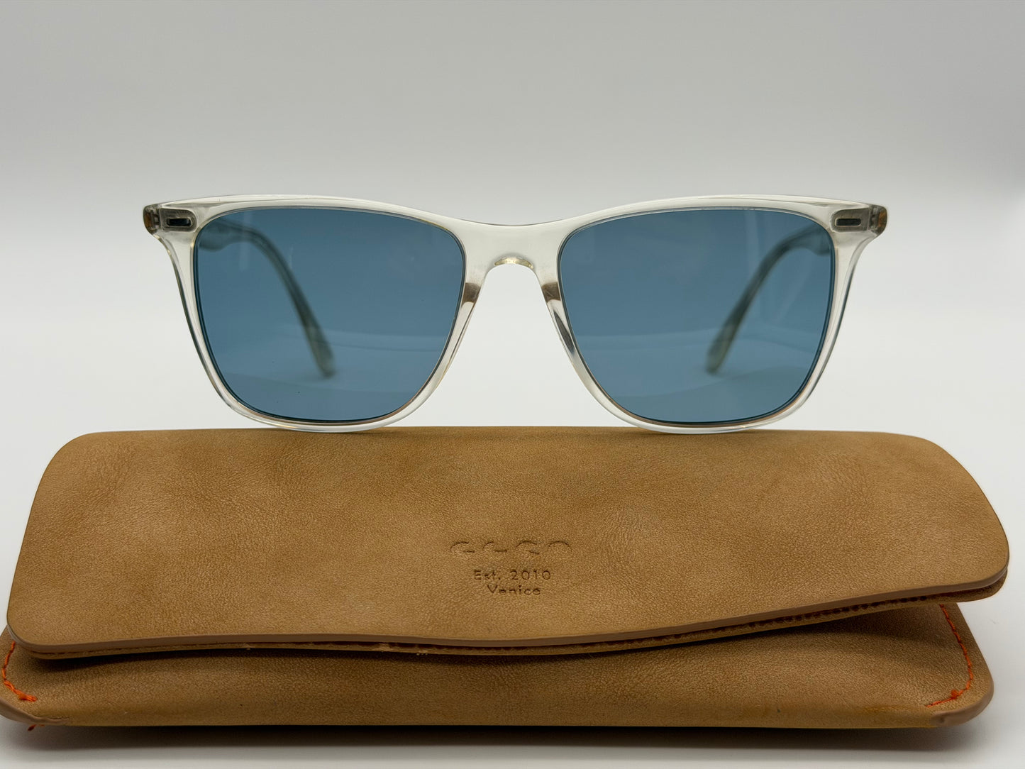 Oliver Peoples Ollis 51mm Pale Citrine / Teal Polarized OV5437SU 1692P1 Italy Preowned