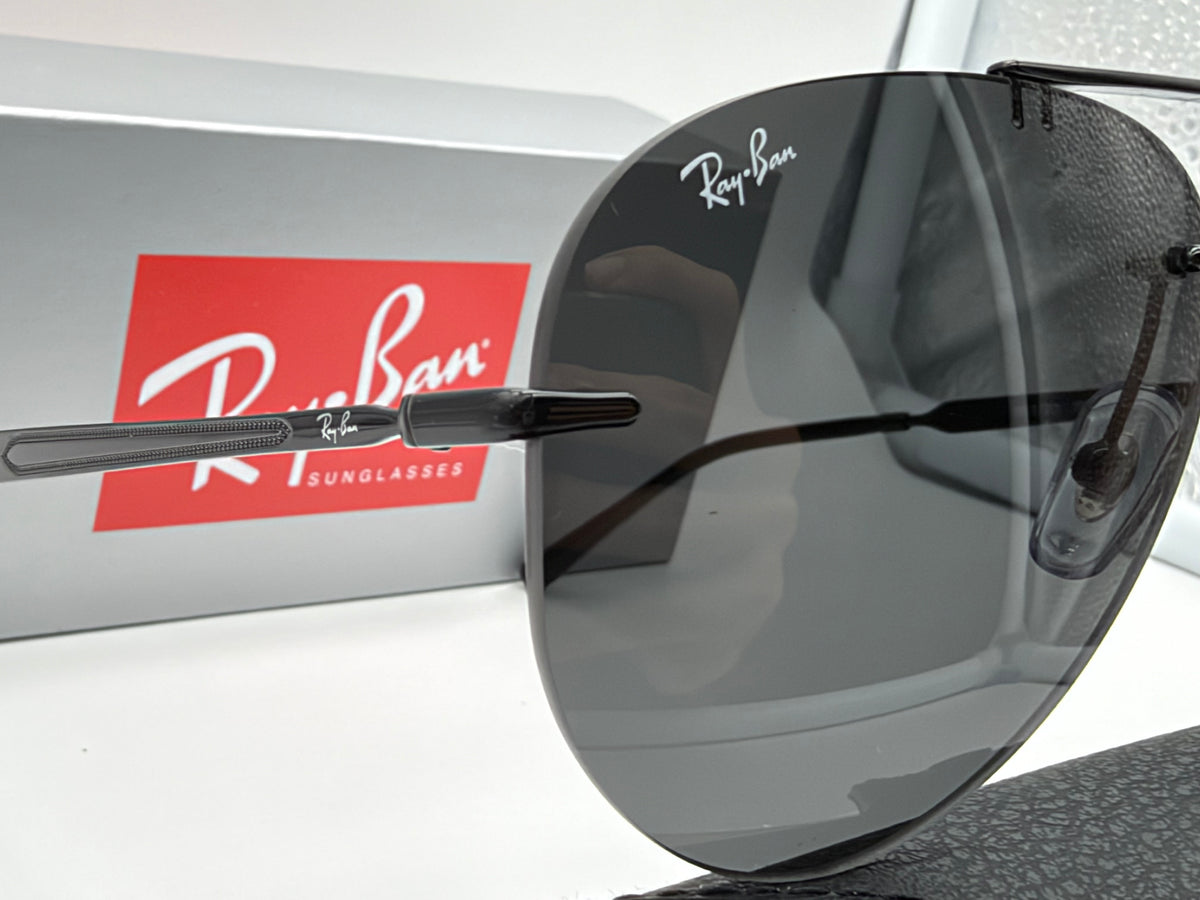 Ray-Ban Aviator Rimless RB 3791 Polished Black / Dark Gray 002/87 NEW