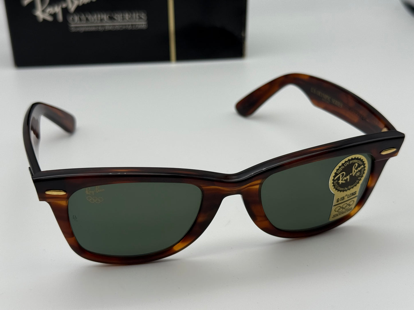 VINTAGE RAY-BAN WAYFARER 50mm USA B&L OLYMPIC SERIES TORTOISE / G-15 W2244 XUAR NOS