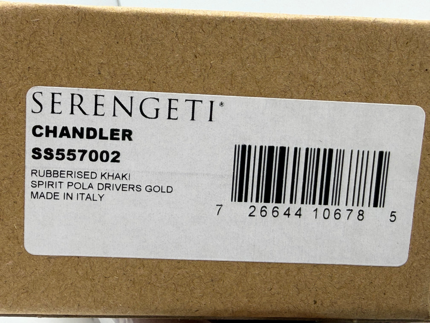 Serengeti Chandler 56mm Soft 
Rubberized Khaki/Drivers Gold Polarized Photochromic SS55702 Italy NEW