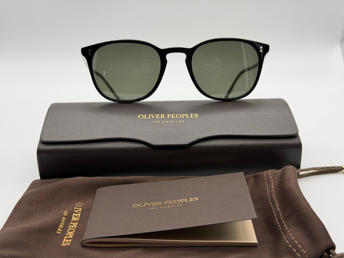 Oliver Peoples Finley Vintage Sun 49mm OV 5397SU 1005P1 Black Crystal - G 15 Polarized Sunglasses Italy Missing Box