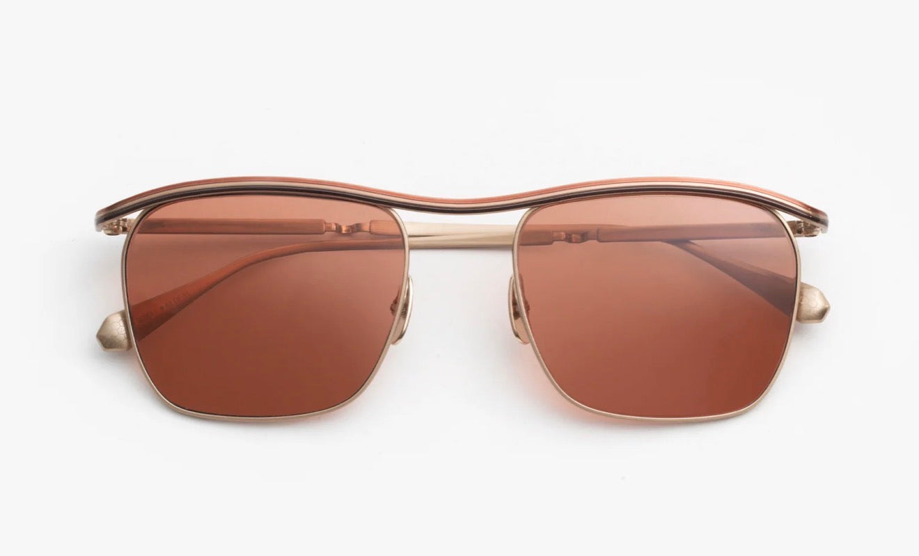 Mr. Leight Owsley S 53mm Rose - White Gold Titanium Frame with Glass Antique Dark Rose Less Japan NEW
