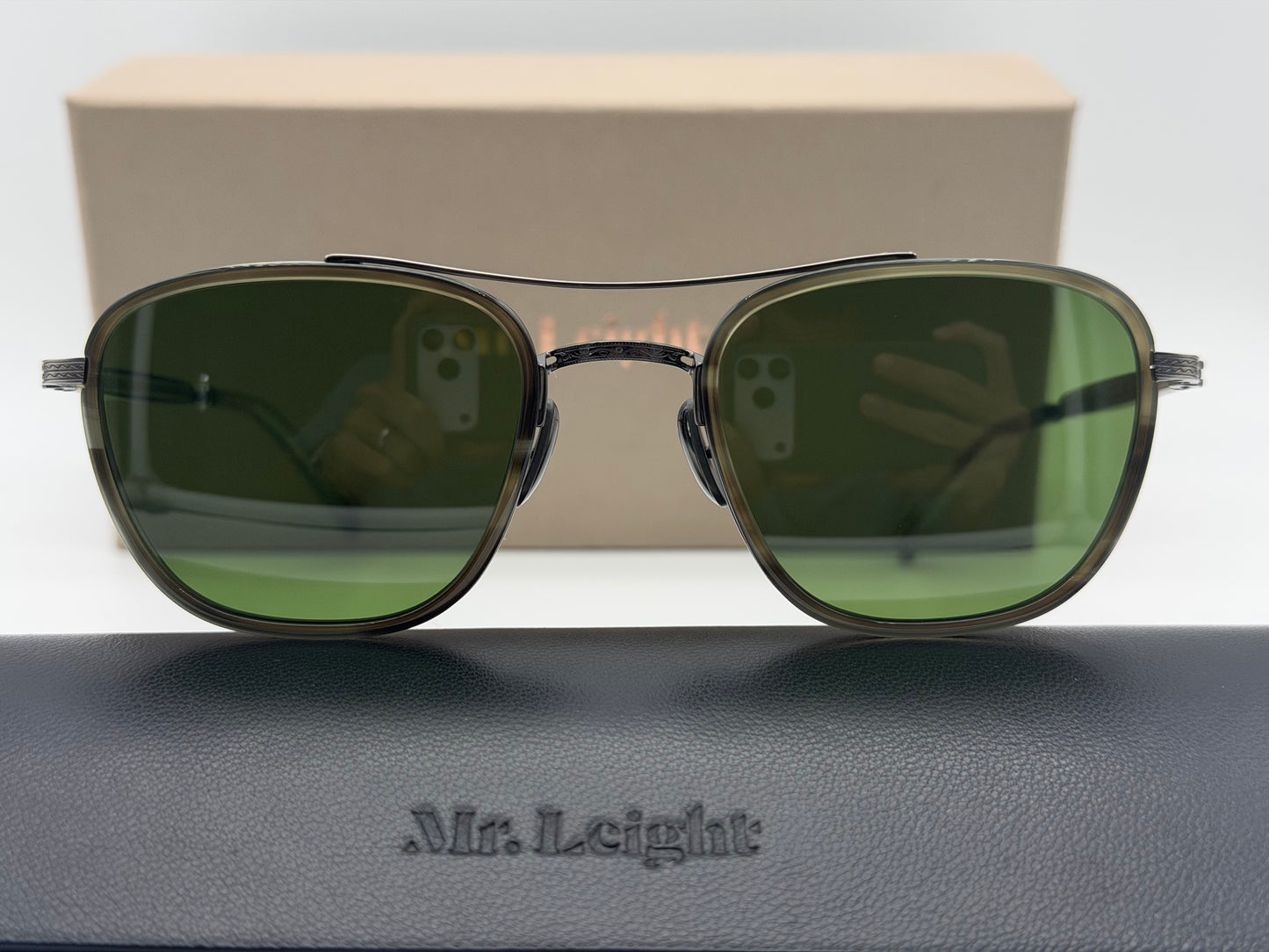 MR. LEIGHT PRICE S 49mm SYCAMORE PEWTER Titanium / GREEN Glass Japan NEW