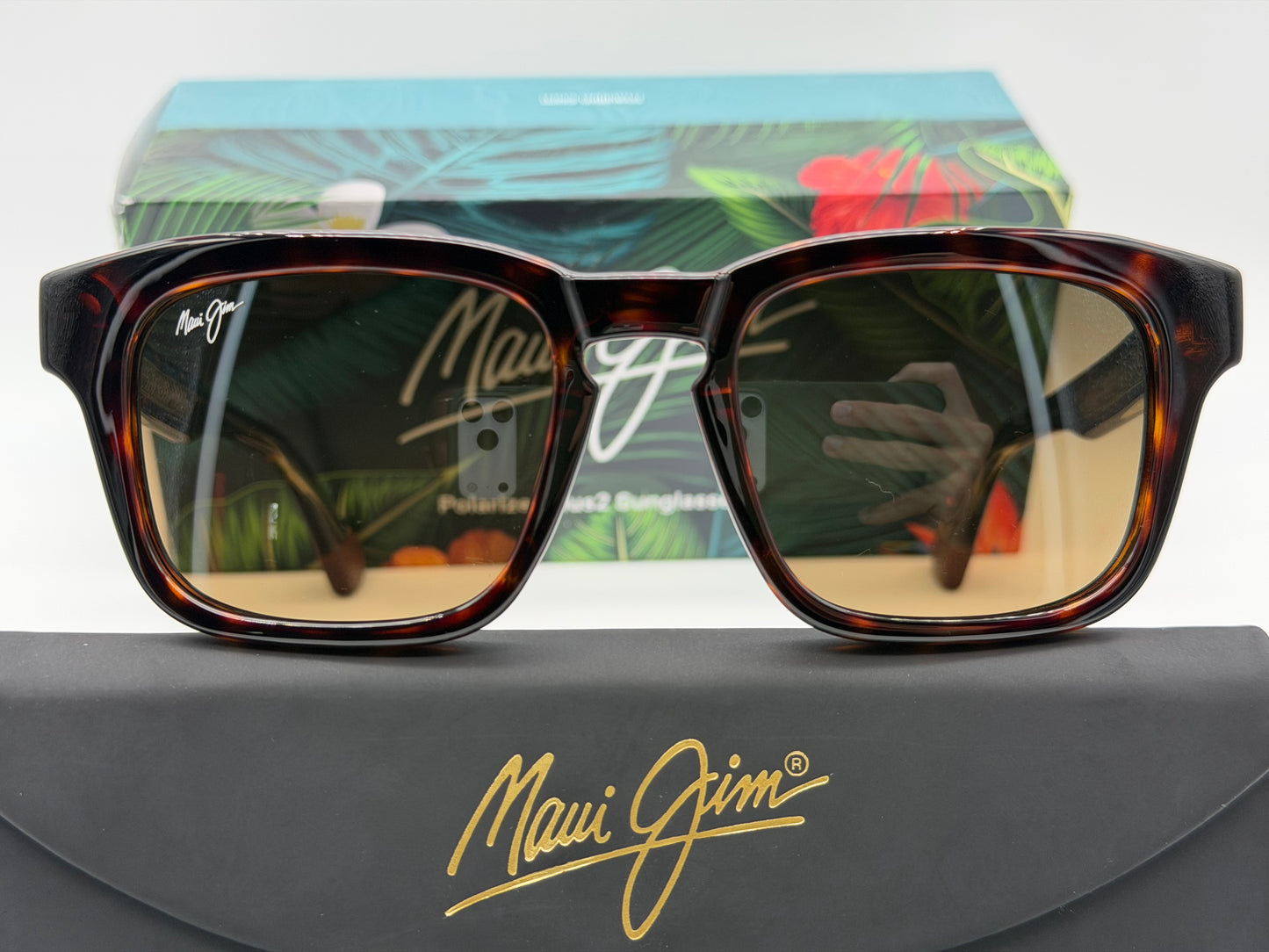 Maui Jim Maluhua 52mm Shiny Dark Havana / Transparent Yellow / HCL Bronze Super Thin Glass Lens Itlay NEW