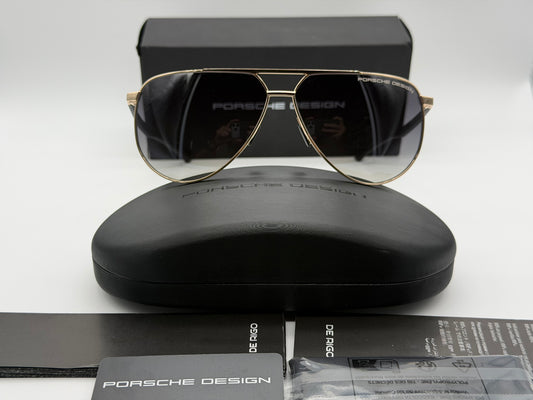 Porsche Design P8 962 Black Carbon Fiber / Smoke Gradient Lens Italy NEW