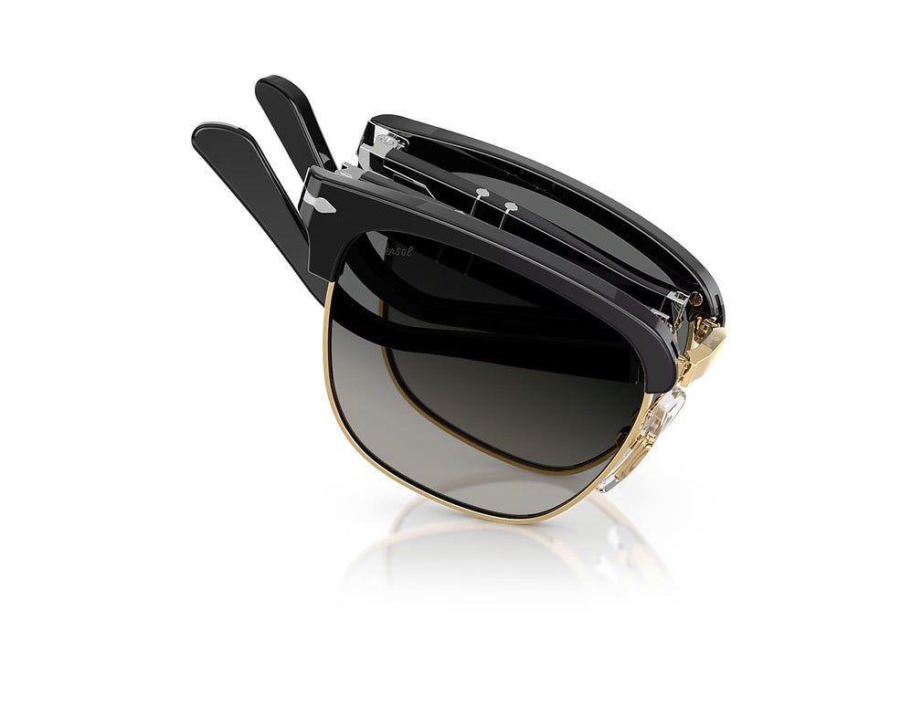 Persol PO 3375 S 50mm Folding Clubmaster Black / Gold - Gray Gradient 122571  Italy Open Box