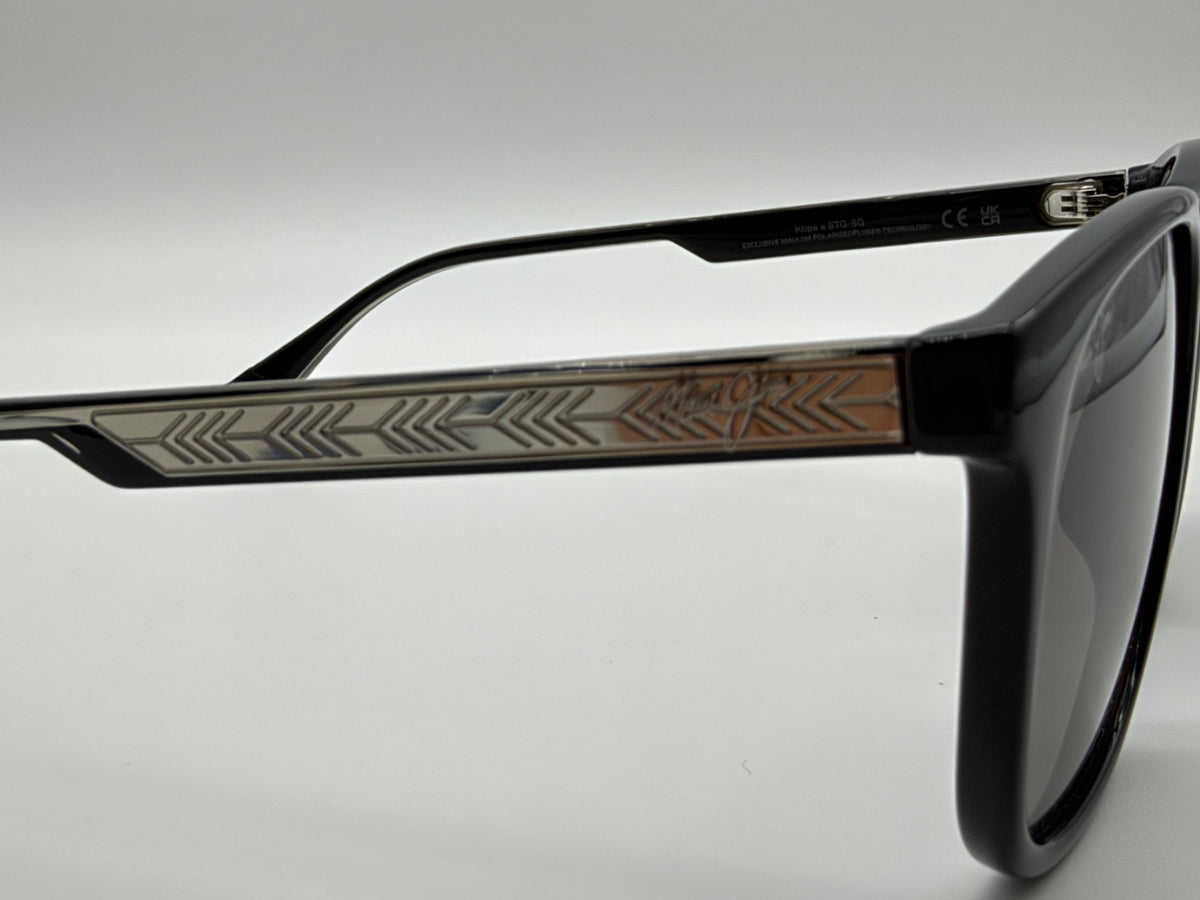 Maui Jim KUPAA 55mm Shiny Black Transparent Light Gray / Neutral Gray Super Thin Glass Polarized Itlay NEW