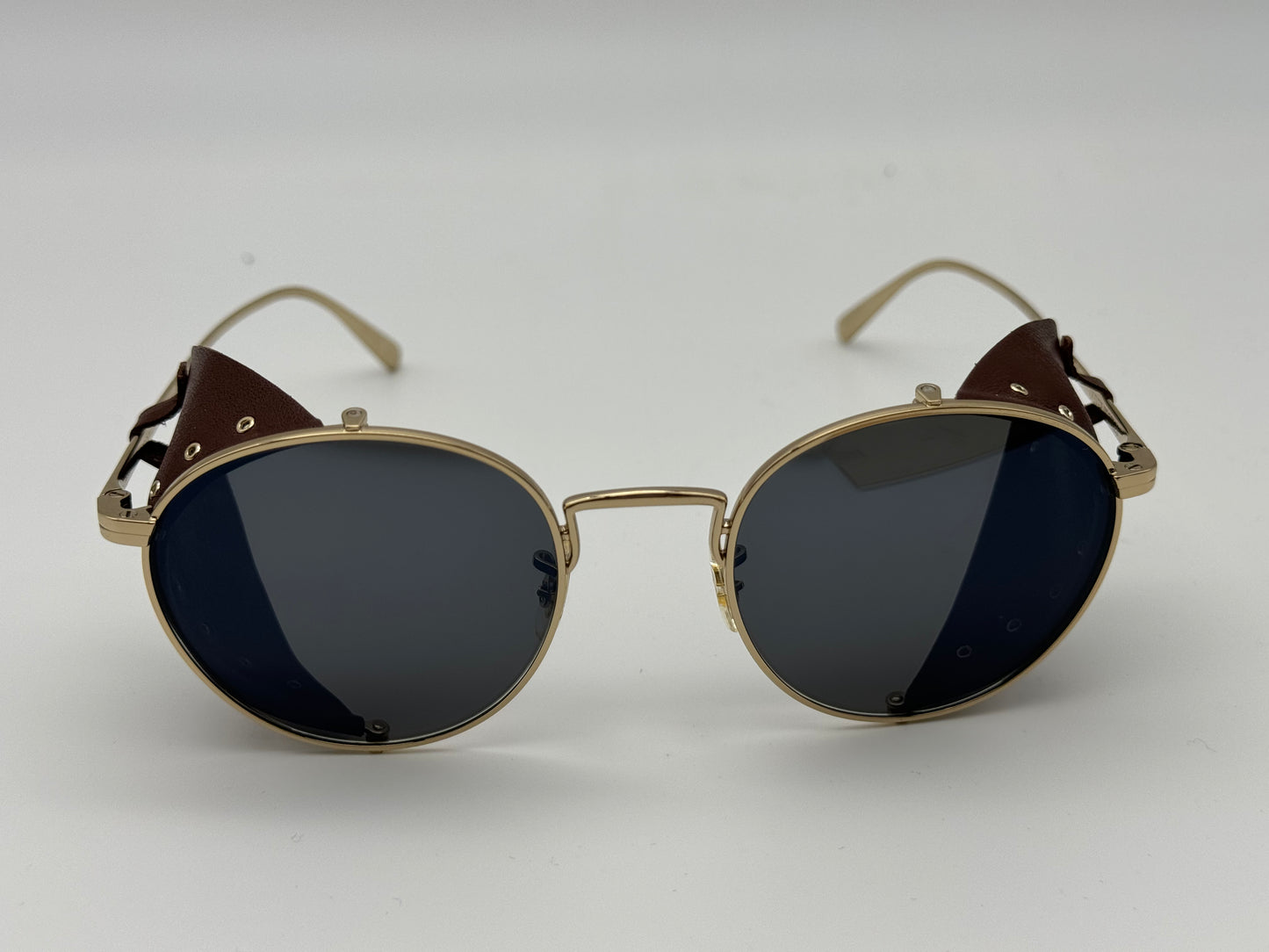 Oliver Peoples Brunello Cucinelli Cesarino - L OV 1323 SM Gold / Sequoia Leather Carbon Gray Glass Italy NEW