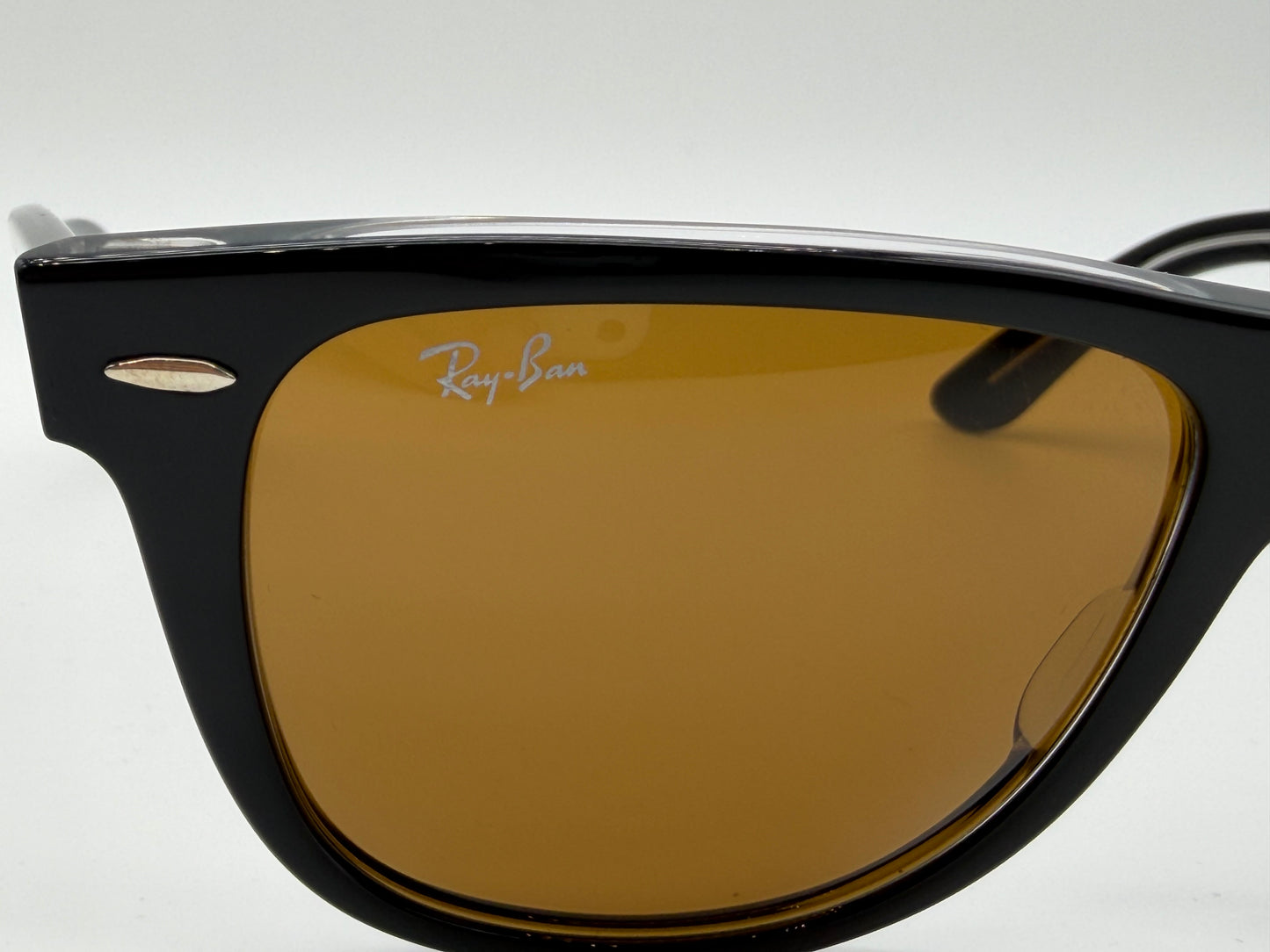 Ray-Ban Wayfarer 54mm Black on Transparent / Brown G15 Crystal Lens RB 2140 1294 / 33 Itlay NEW