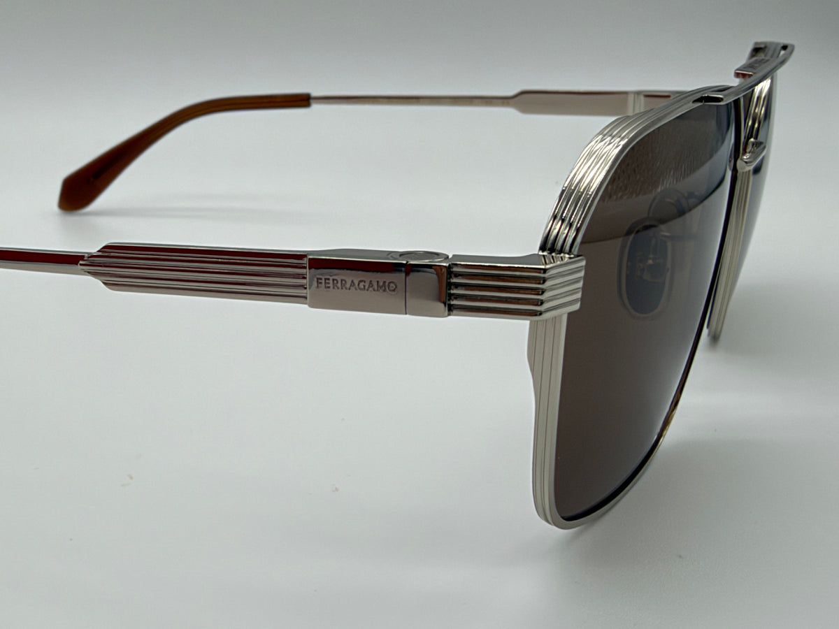 Ferragamo SF319SLB 58mm Brown / Light Gold Titanium Italy NEW