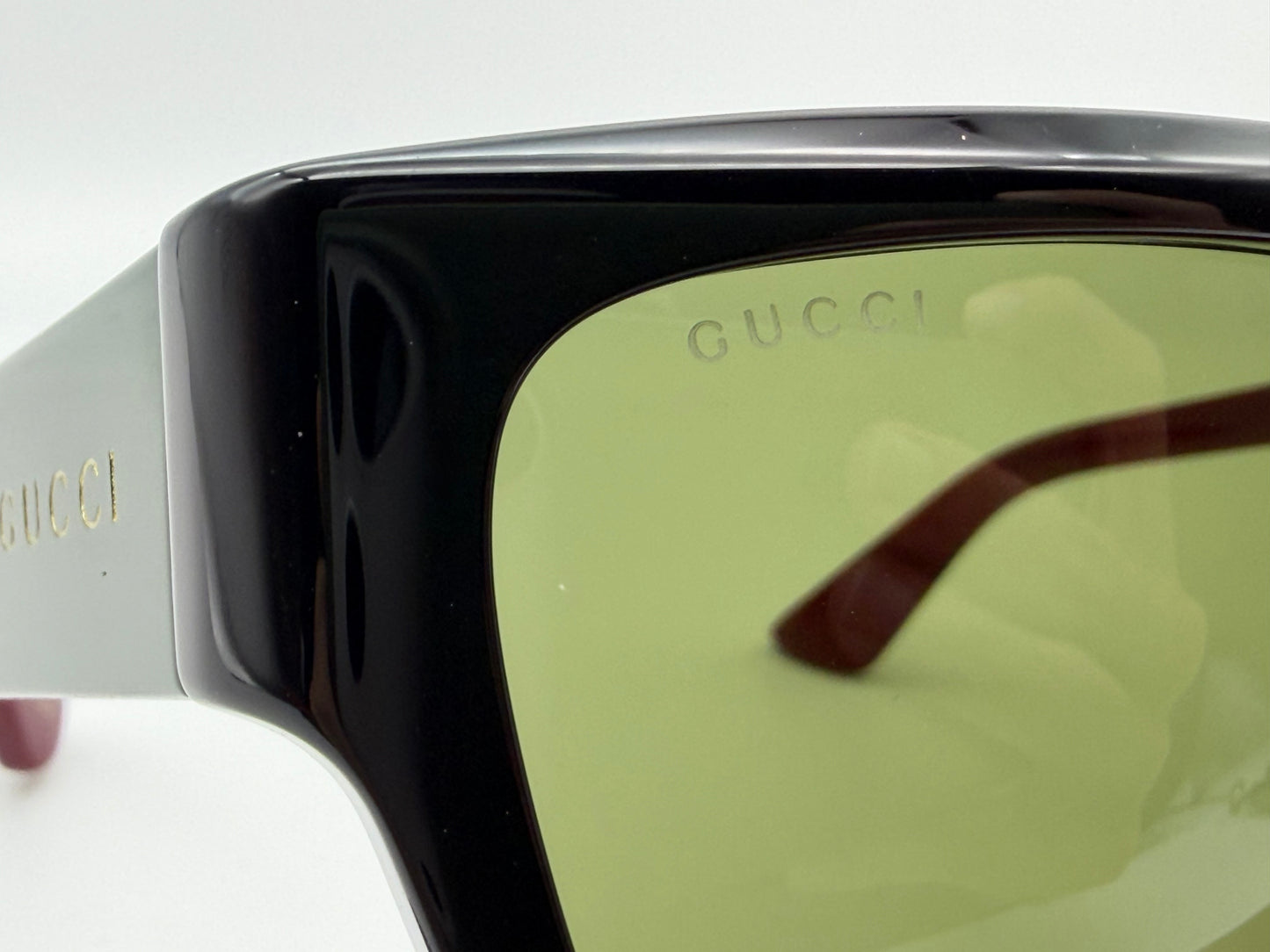 Gucci Square 52mm GG 1668 S Black Green Burgundy / Green Lens Italy NEW