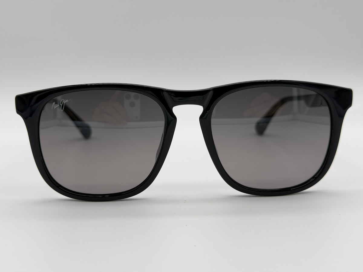 Maui Jim KUPAA 55mm Shiny Black Transparent Light Gray / Neutral Gray Super Thin Glass Polarized Itlay NEW