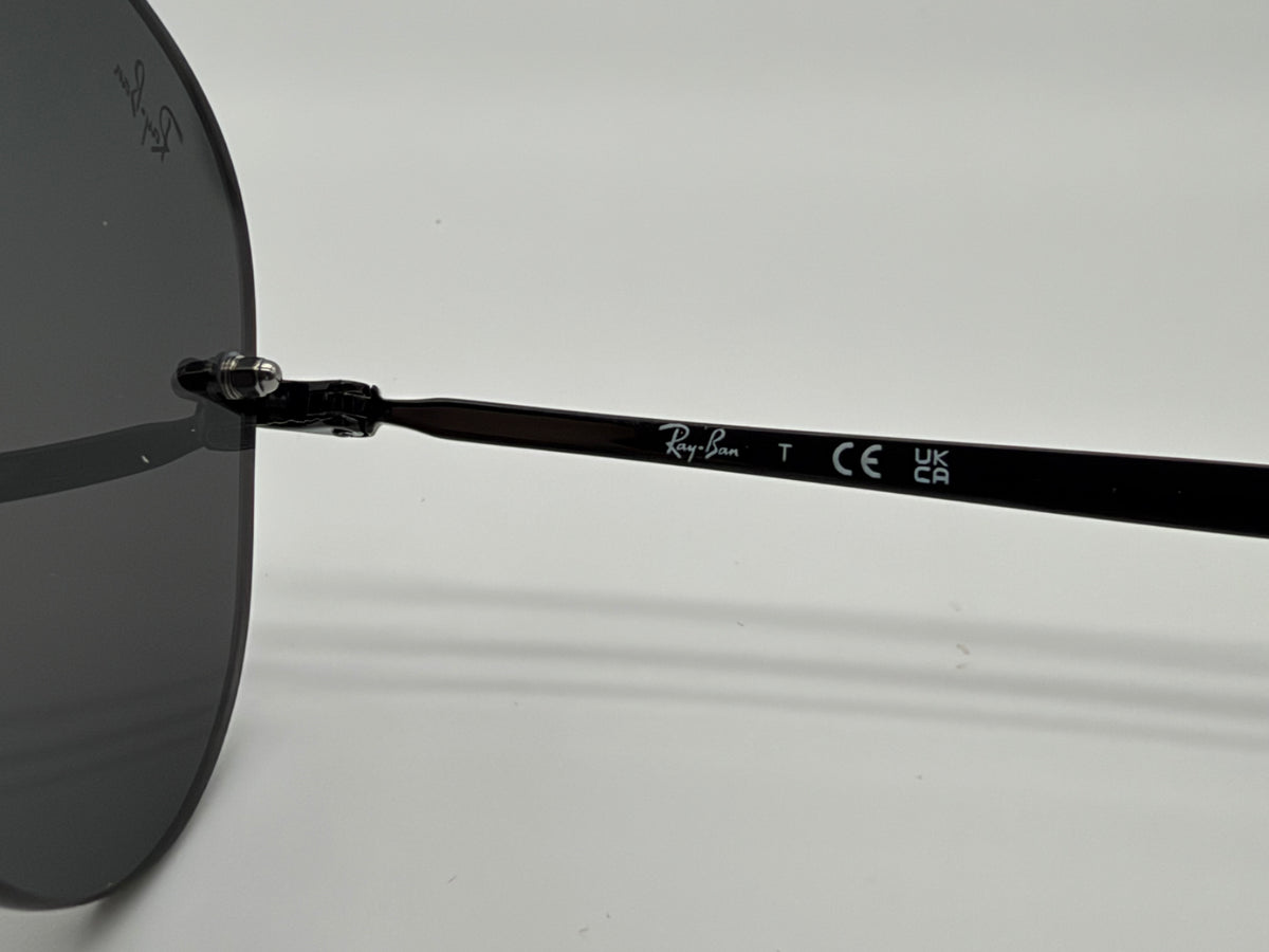 Ray-Ban Aviator Rimless RB 3791 Polished Black / Dark Gray 002/87 NEW