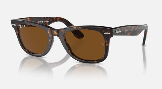Ray-Ban Original Wayfarer 50mm RB 2140 Tortoise/ B15 902/57 Polarized hand made in Italy NEW