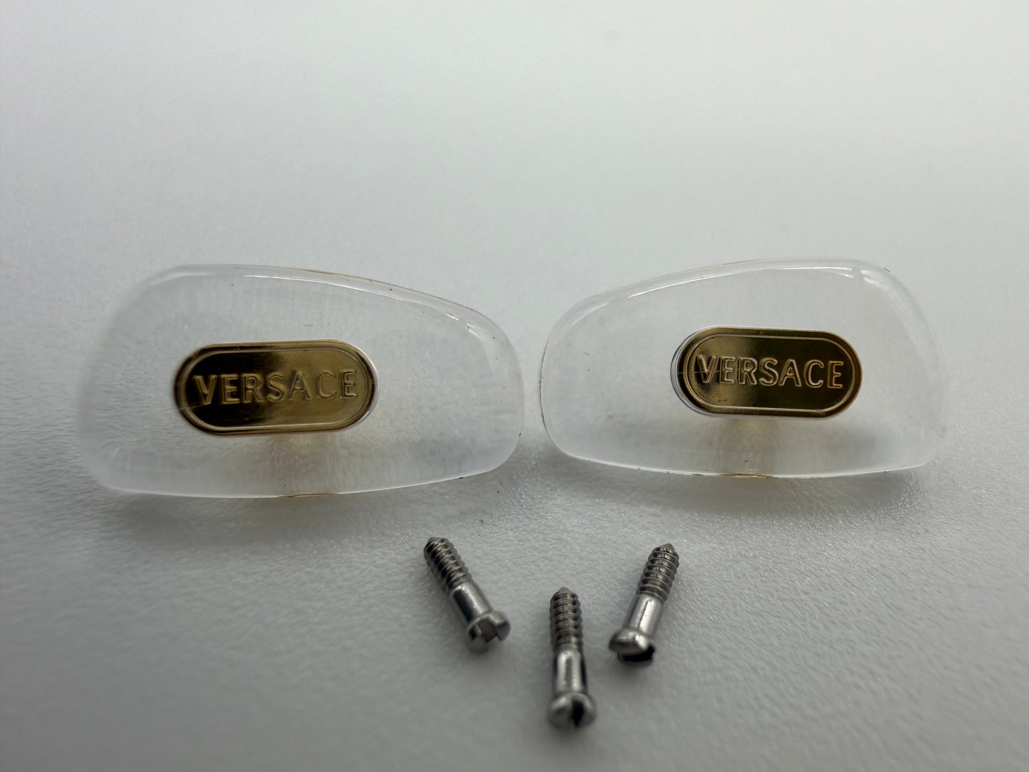 Versace Nose Pads Authentic OEM Fits Sunglasses Eyeglasses Frames Clear Gold With Screws
