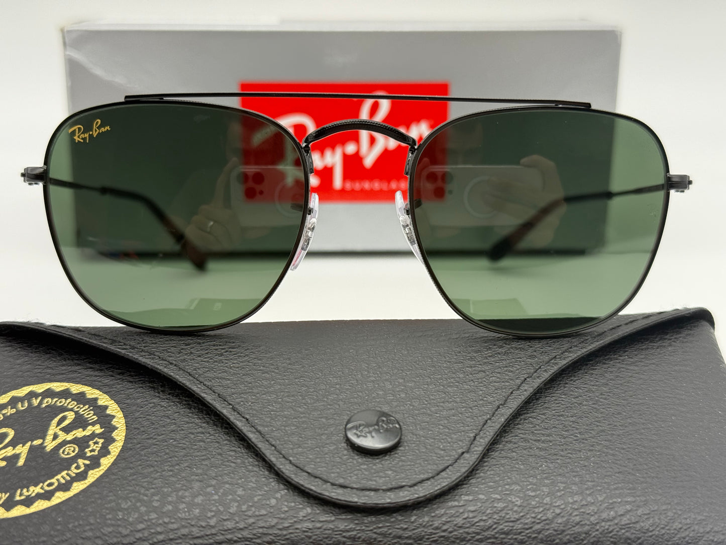 Ray-Ban RB 3557 51mm Black / G 15 Glass Lens Italy NEW