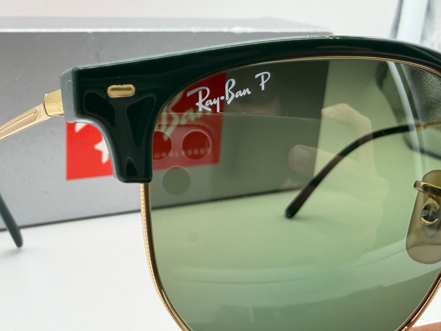 Ray-Ban New Clubmaster 53mm Polished Green /Gold Silver/Green Polarized + Chromance Lens RB 4416 6655/G4 Itlay NEW