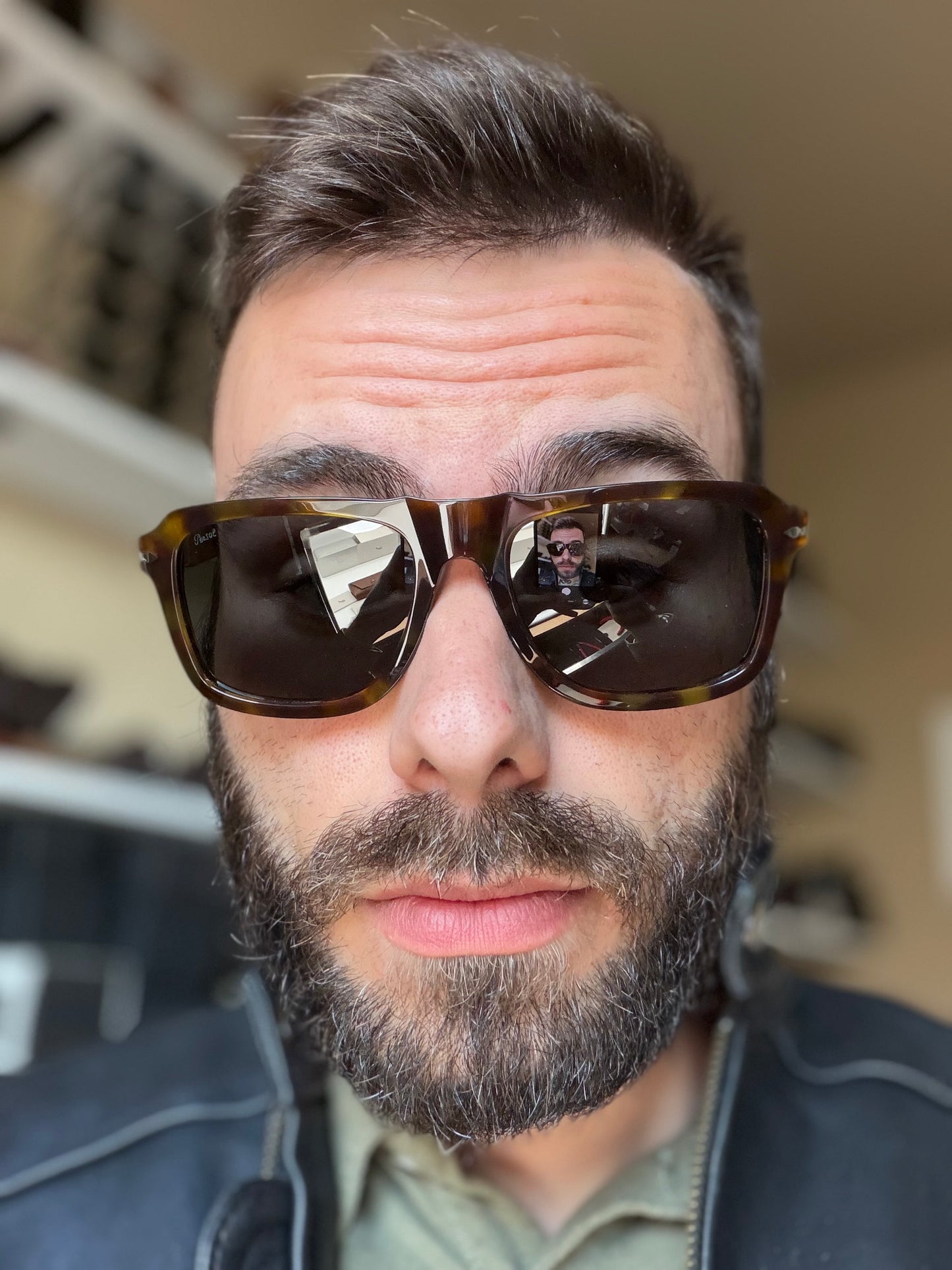 Persol PO 8002S 55mm Yellow Brown Havana / Dark Gray 1243B1 Italy NEW