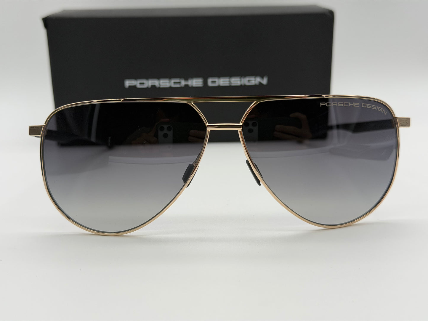 Porsche Design P8 962 Black Carbon Fiber / Smoke Gradient Lens Italy NEW