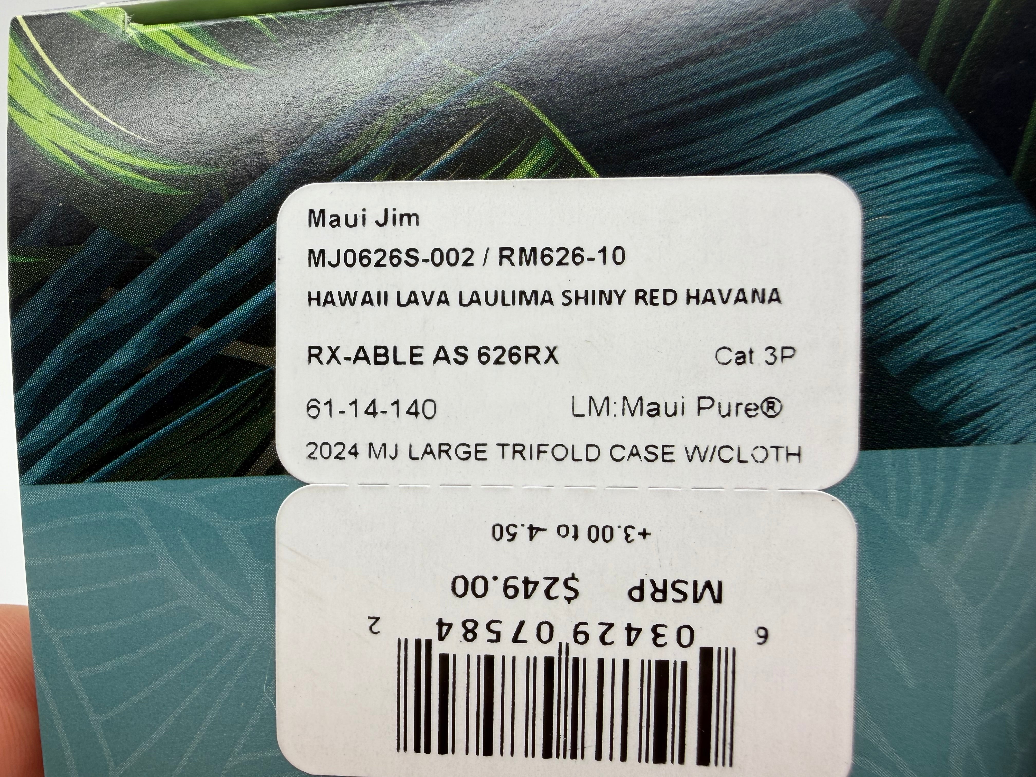 Bristols VALE 25y ジャマイカラマム Maui Jim Laulima 61mm Shiny Red