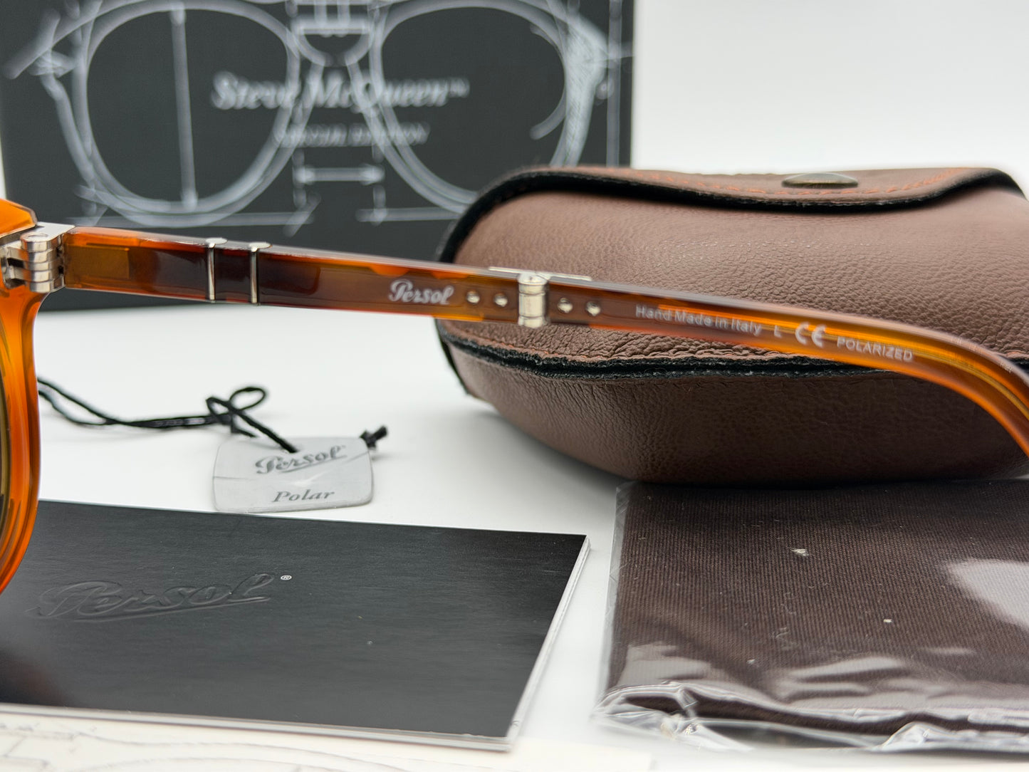 PERSOL PO 714 SM 52mm Light Havana / Polarized Blue Crystal Lens 96/S3 Italy NOS