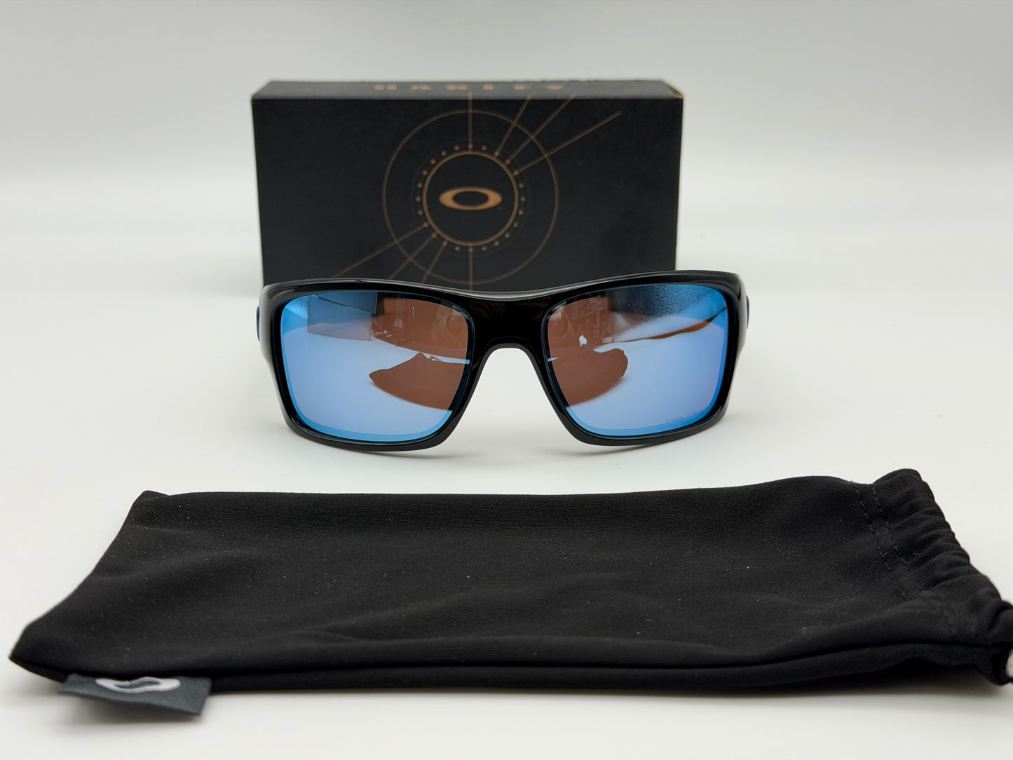 Oakley Turbine 63mm Polished Black \ Prizm Deep Water Polarized CUSTOM Blue Socks
