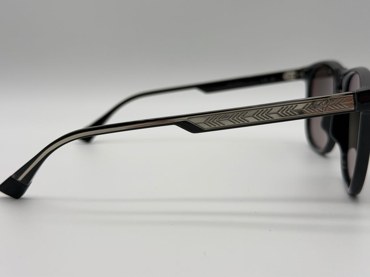 Maui Jim KUPAA 55mm Shiny Black Transparent Light Gray / Neutral Gray Super Thin Glass Polarized Itlay NEW