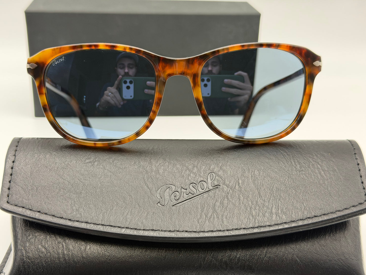 Persol PO 1935s 53mm Caffe / Light Blue Italy NEW