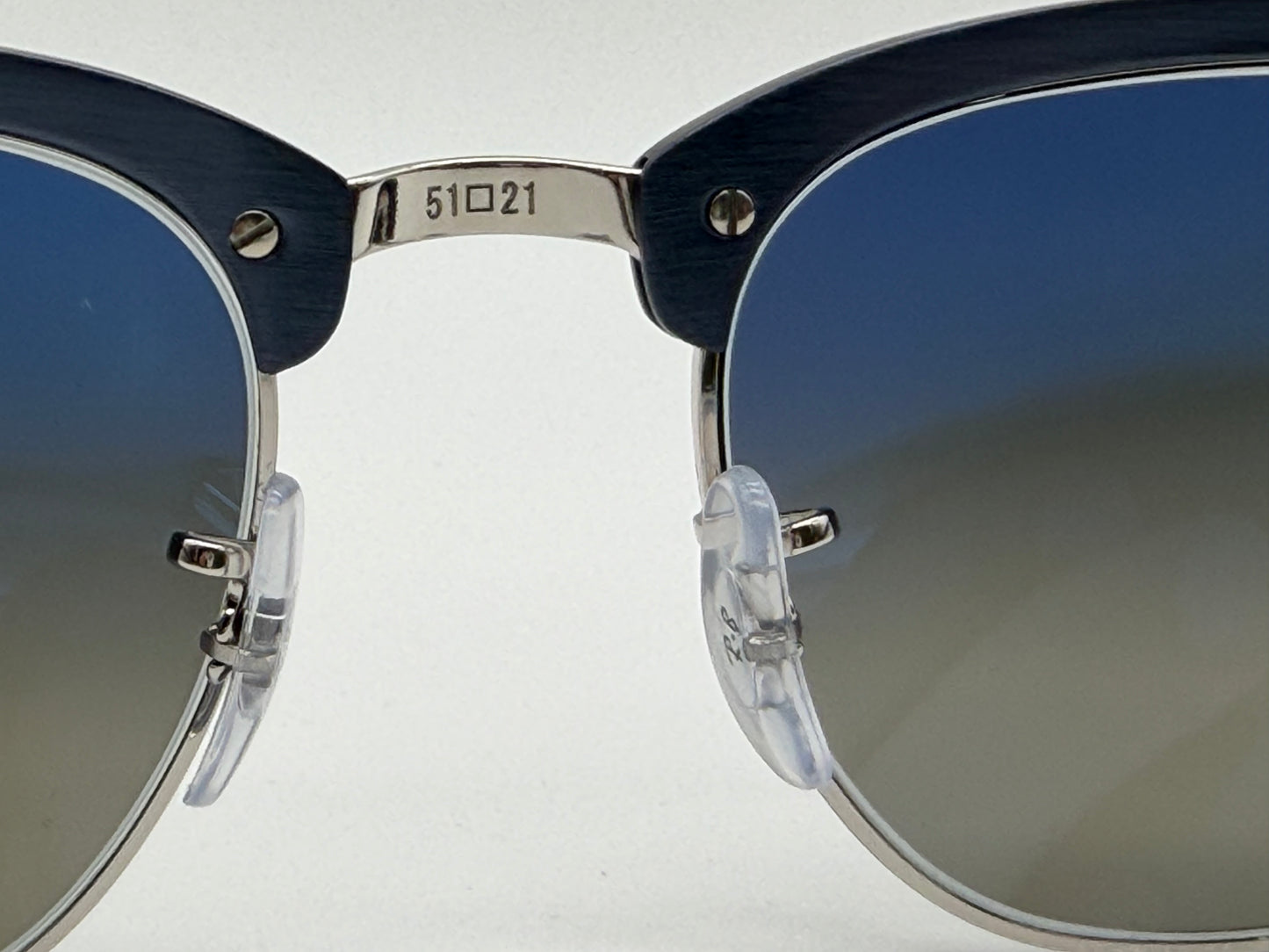 Ray-Ban Clubmaster Aluminum 51mm Matte Blue Silver / Gray Gradient Lens RB 3507 9248 / 71 Italy NEW