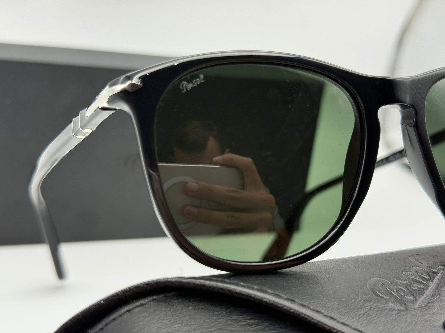 Persol PO 3314S 55mm 95 31 Black / Green Glass Lens Italy NEW