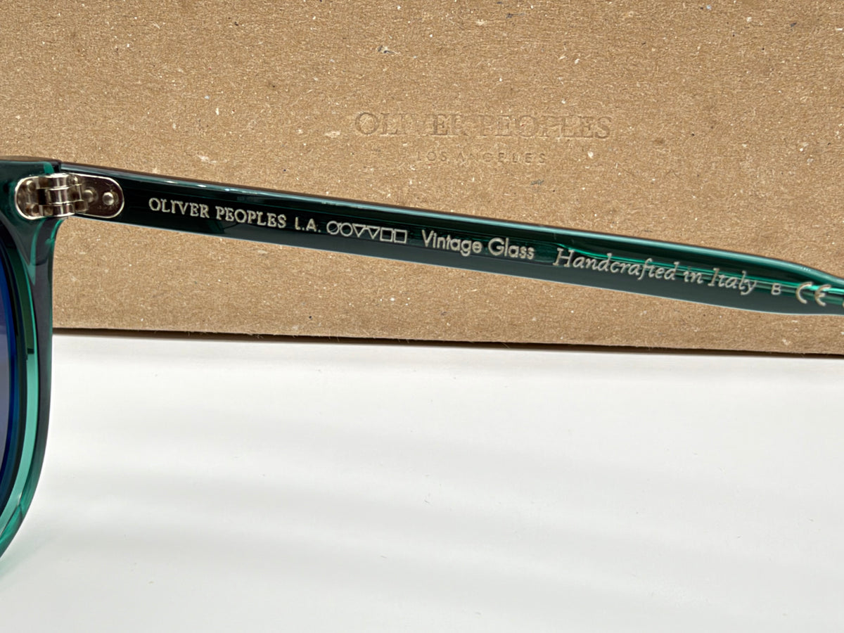 Oliver Peoples Finley ESQ. SUN 51mm Translucent Dark Teal / Carbon Gray Crystal OV 5298SU 1763R5 Italy NEW