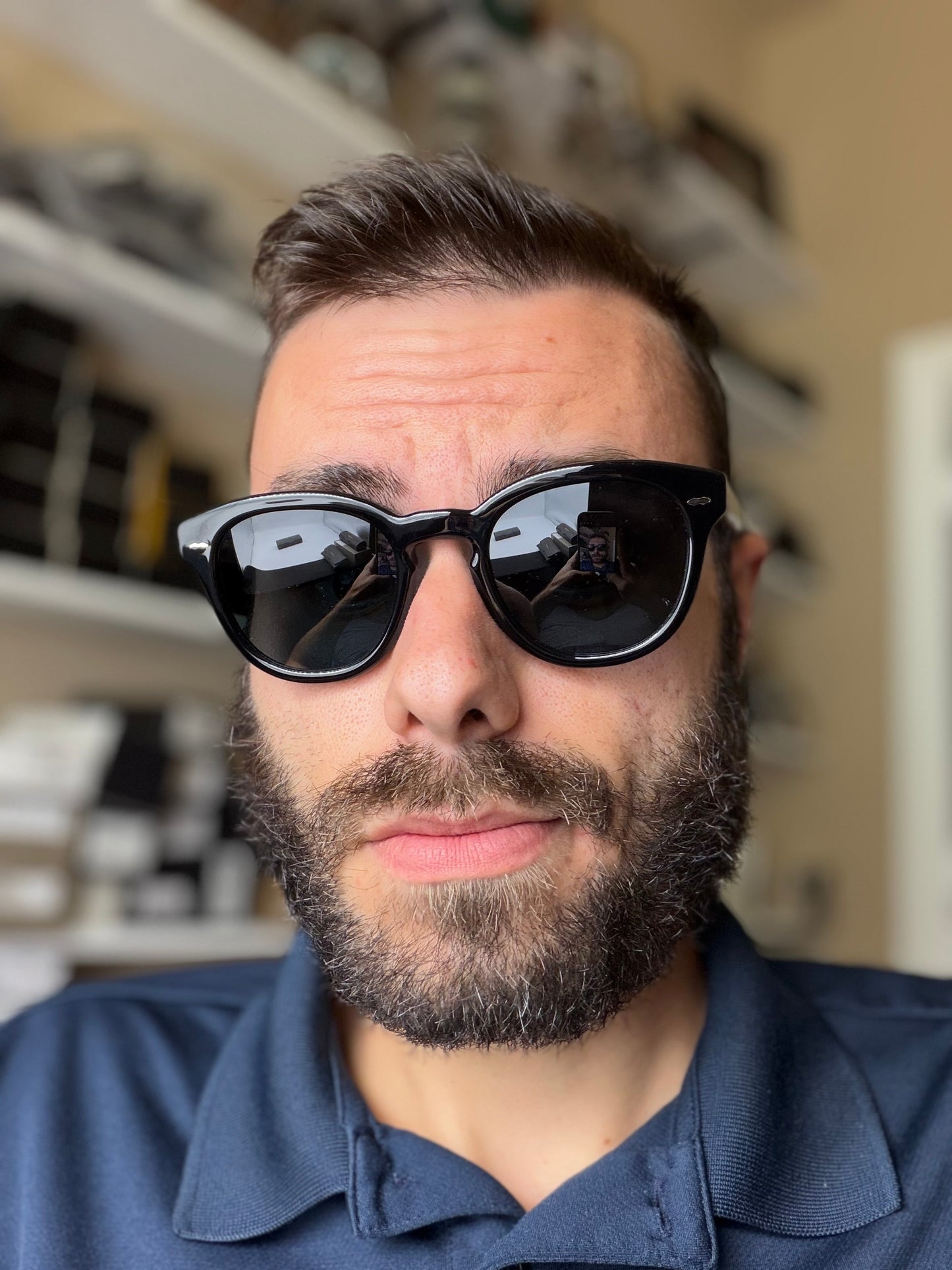 Oliver Peoples Cary Grant Sun 50mm OV 5413 Black / Blue Polarized 14923R Italy Preowned