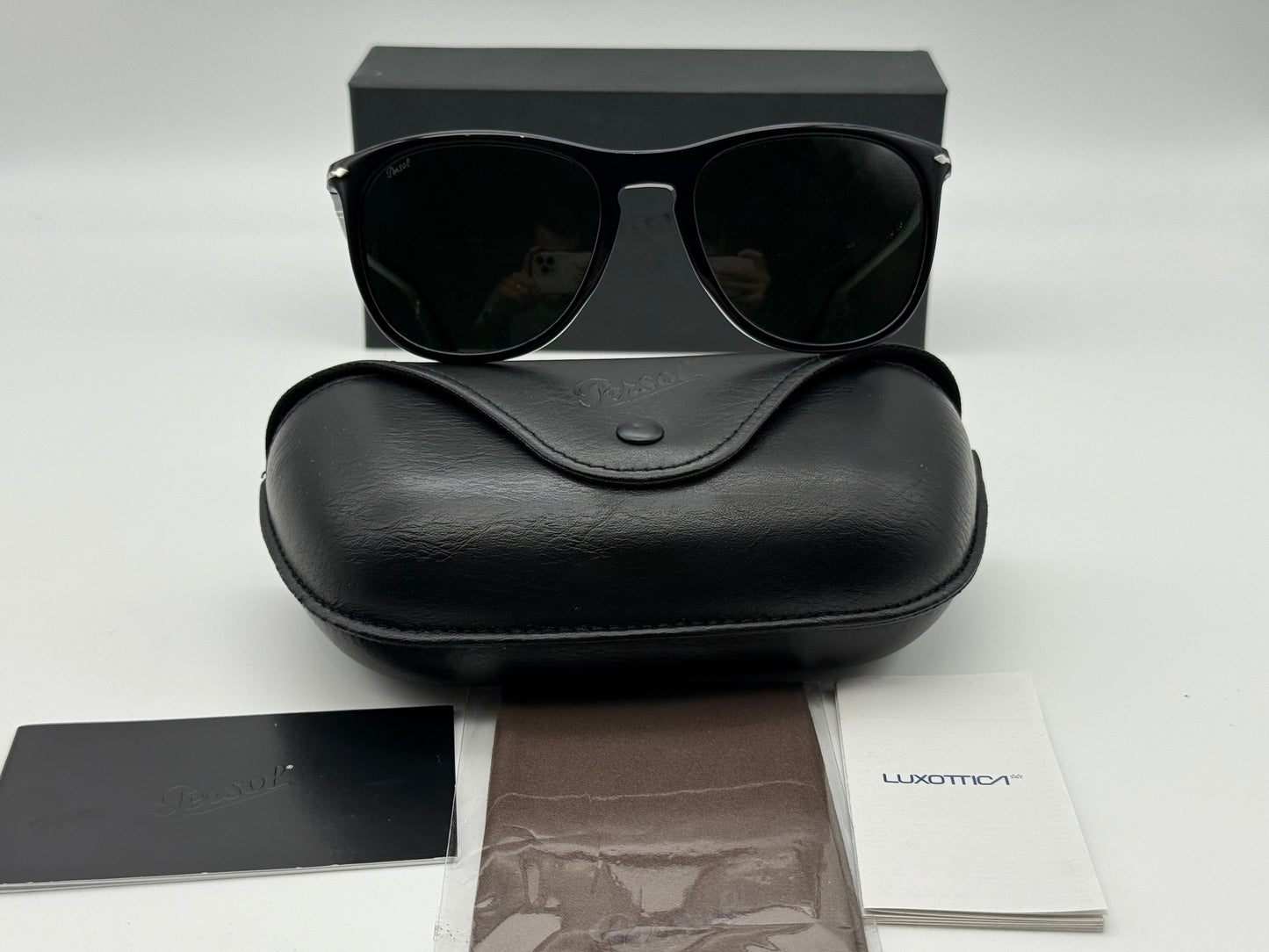 Persol PO 3314S 55mm 95 31 Black / Green Glass Lens Italy NEW