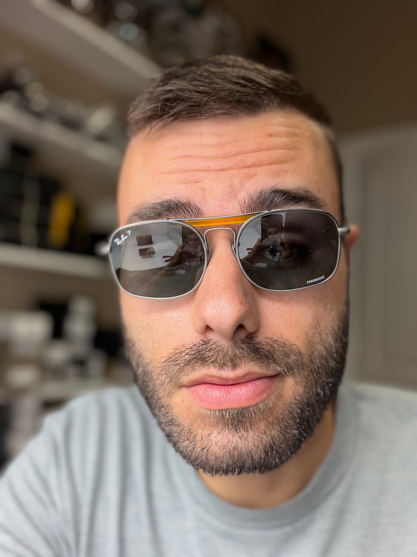 Ray-Ban Titanium RB 8062 Matte Gray / Light Blue Classic Chromance Polarized 92083R Japan NEW