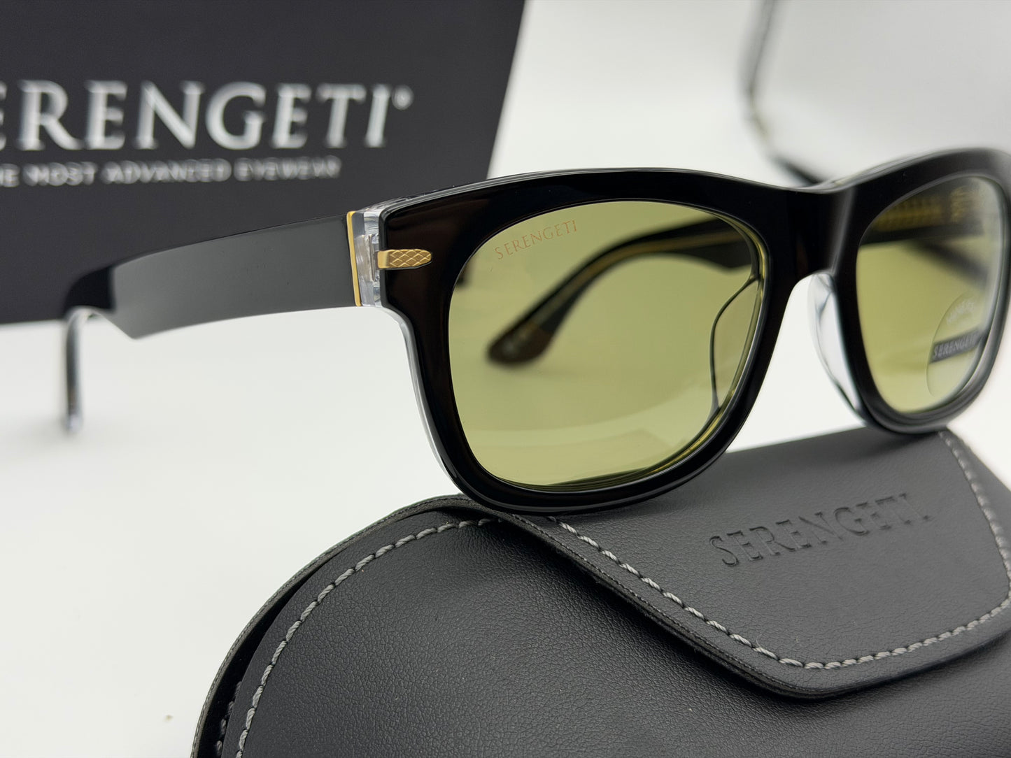 Serengeti FOYT 53mm Shiny Black Gold Transparent 555nm Photochromic SS549005 Italy NEW