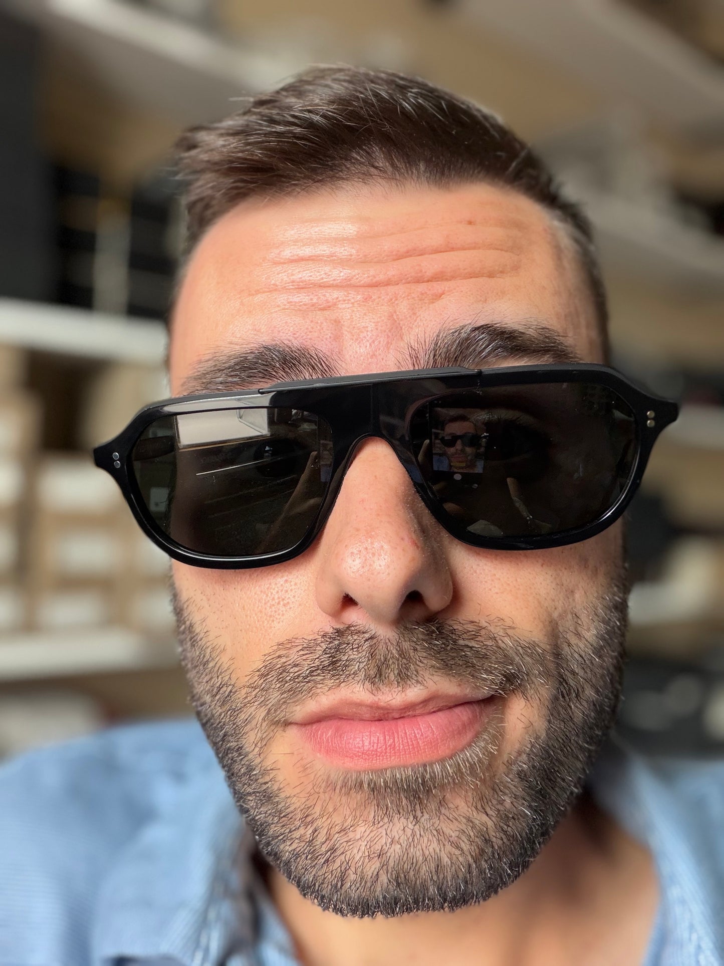 Oliver Peoples Estin 58mm Black Acetate / Midnight Express Polarized Crystal Lens Japan Preowned