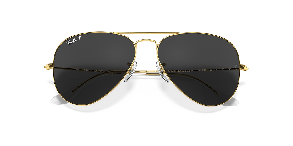 Ray-Ban Aviator 58mm Black Polarized / Gold RB 3025 9196 / 48 Italy NEW