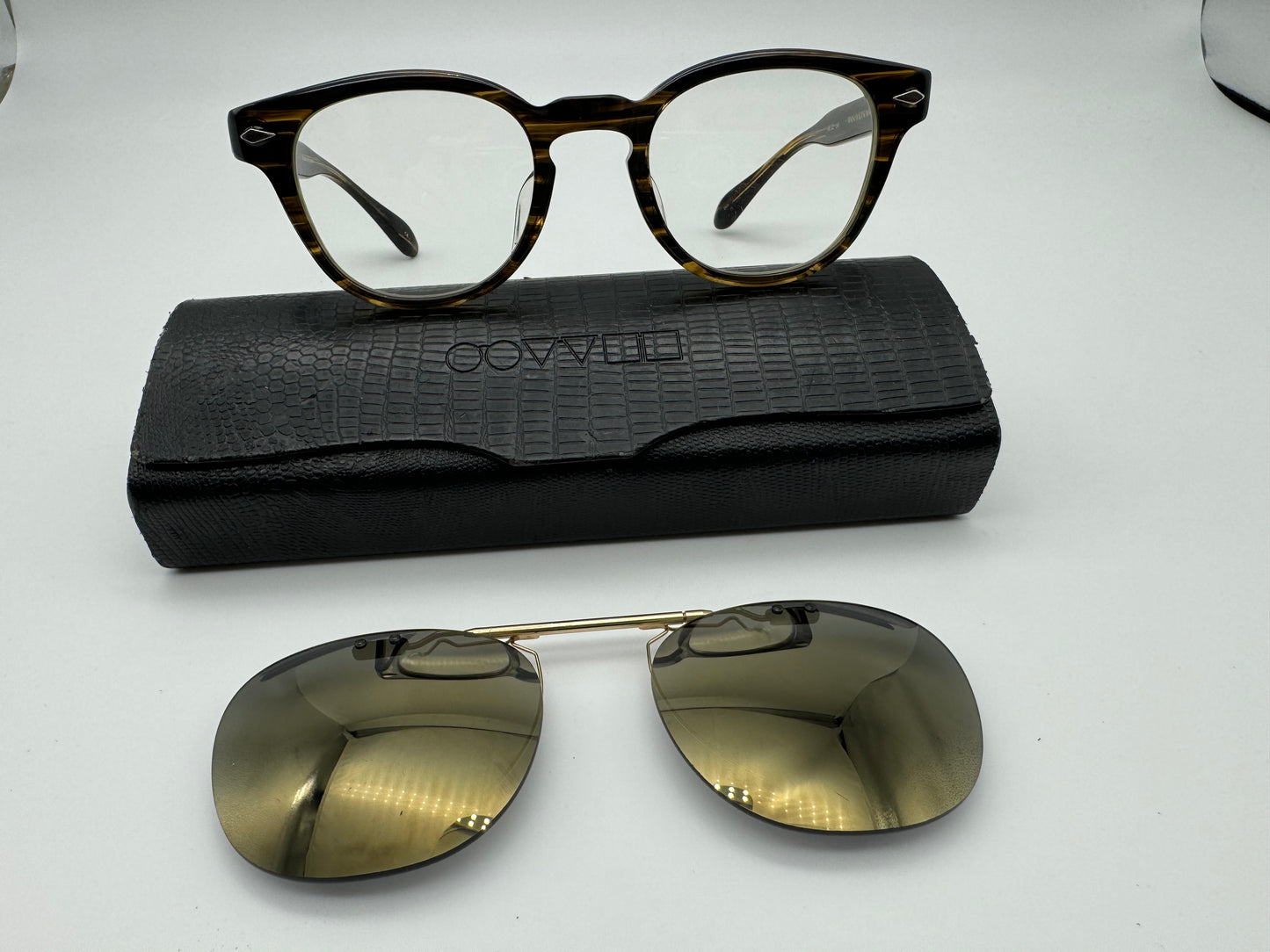 Oliver Peoples Tokyo 48mm Maison Kitsune With Flip Up Sunglass Clip Made in Japan Preowned
