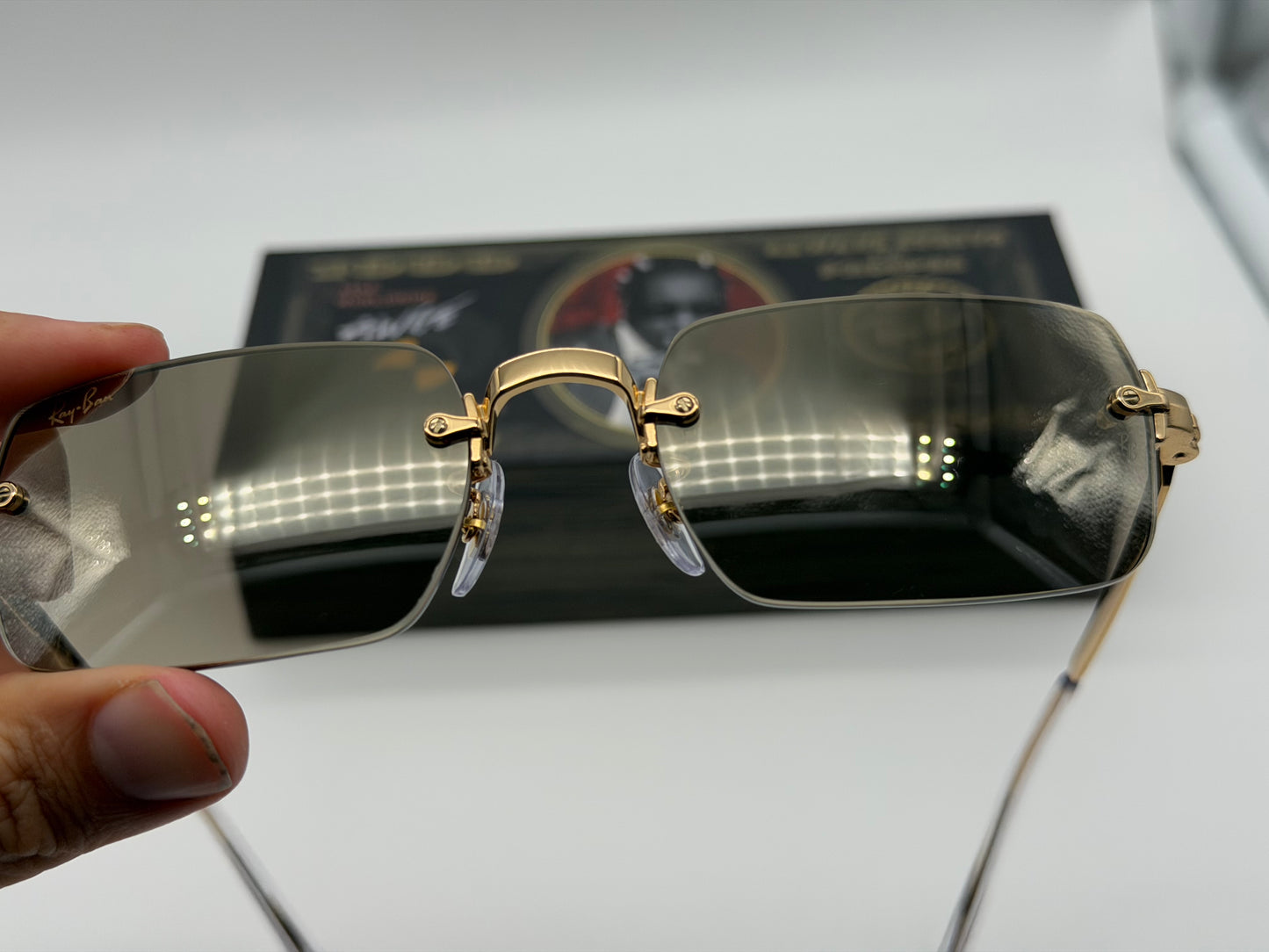 Ray-Ban ASAP Rocky RB 3928 54mm Rimless Gold Metal / brown Mirror Gradient 001 / 71 Open Box