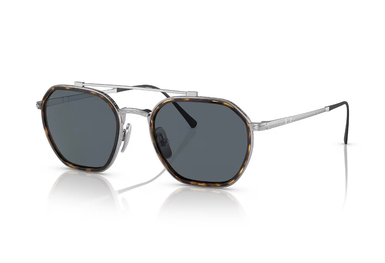 Persol PO 5010 ST 49mm Havana - Silver Titanium  / Blue Crystal Lens 8014R5 Japan NEW